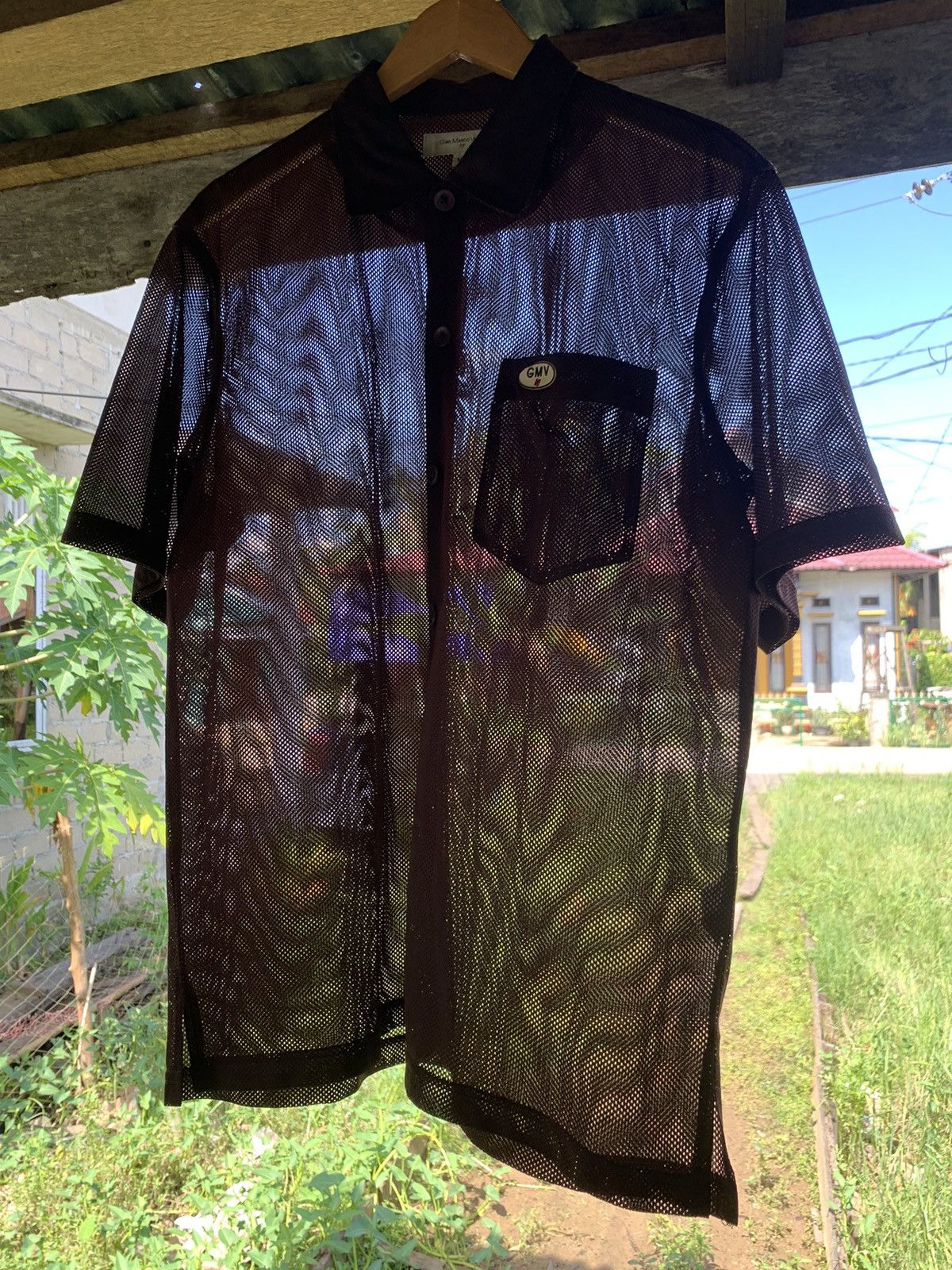 GianMarco Venturi y2k transparent mesh fishnet summer button shirt Size US L / EU 52-54 / 3 - 3 Thumbnail