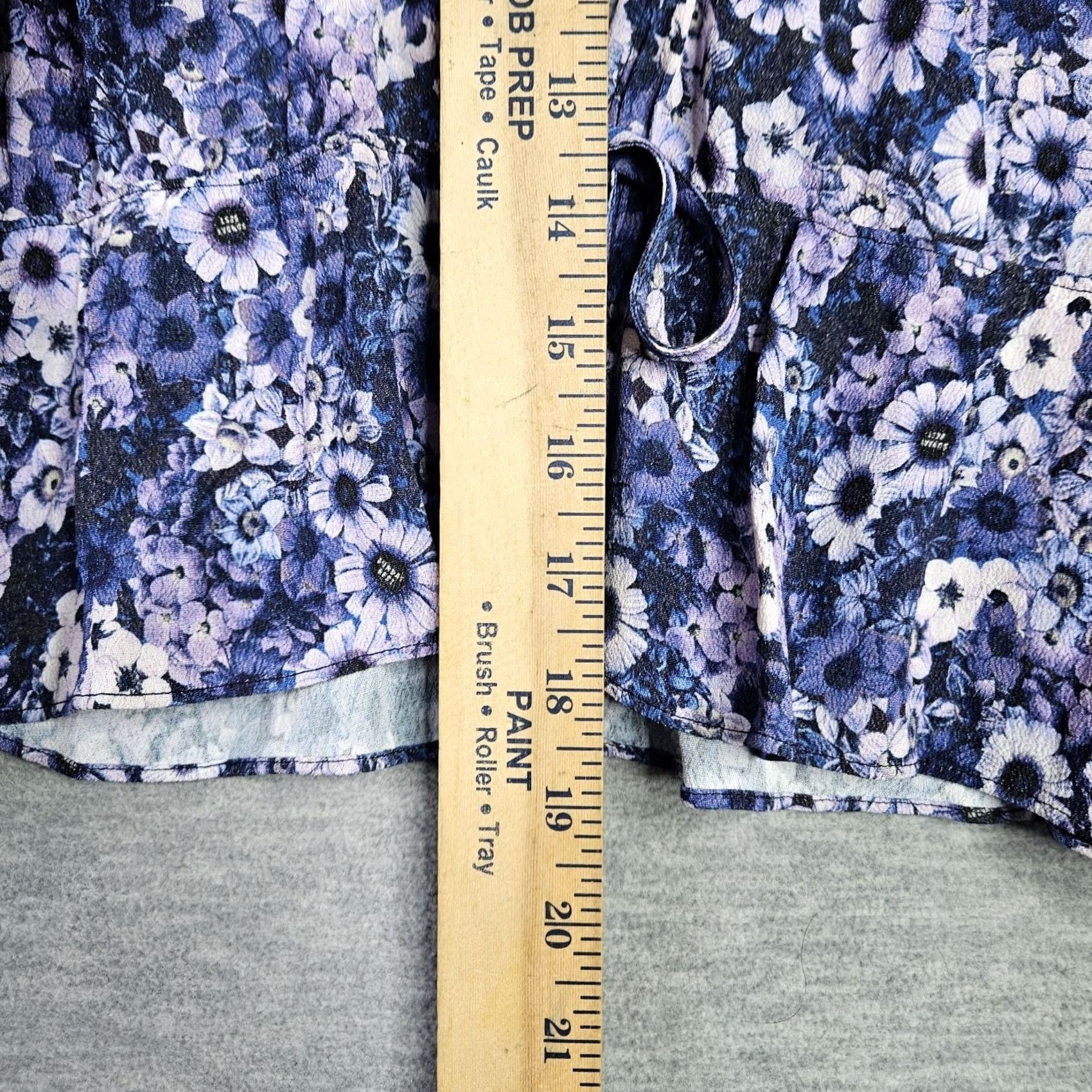 Vintage SUNDAY BEST Women's Floral Tie Waist Long Sleeve Cropped Shirt L Size Blue Blouse, Regular Fit, Viscoe, Cropped, Casual, All Seasons Size L / US 10 / IT 46 - 4 Thumbnail