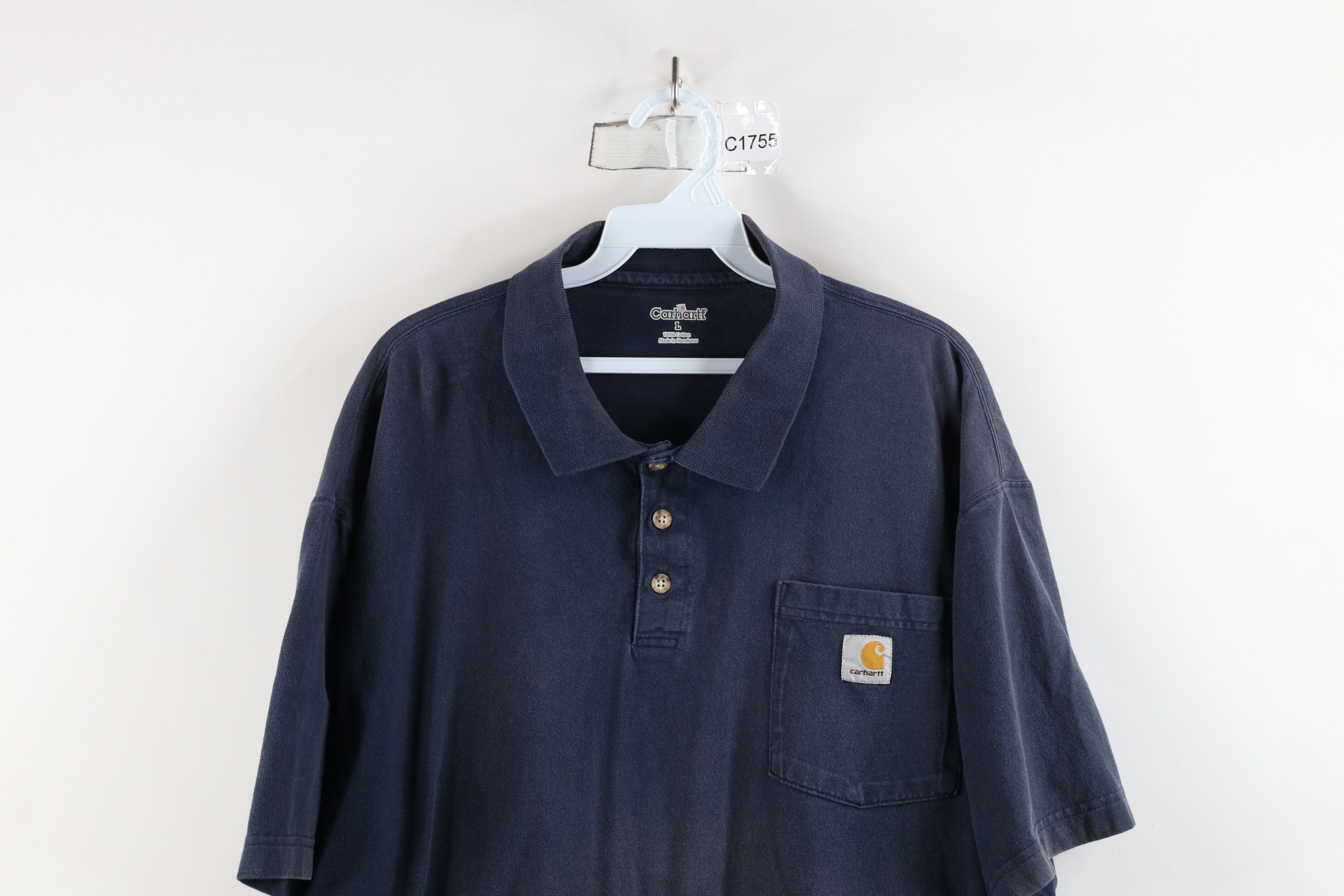 Carhartt × Vintage Vintage Carhartt Out Sun Faded Heavyweight Polo Shirt Blue Size US L / EU 52-54 / 3 - 2 Thumbnail
