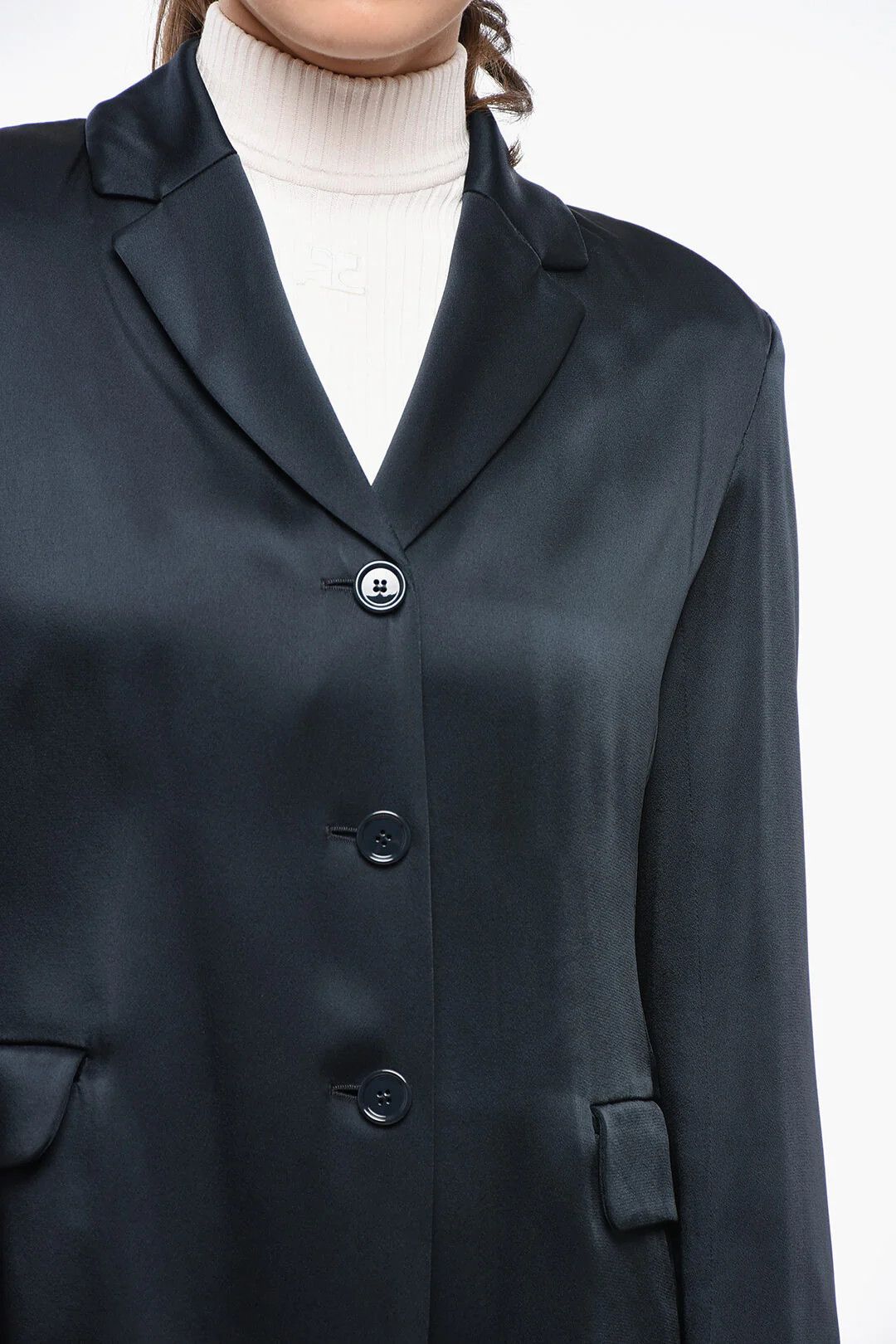 Max Mara og1mm0426 S Slim-Fit Satin Blazer in Blue Size S / US 4 / IT 40 - 3 Thumbnail