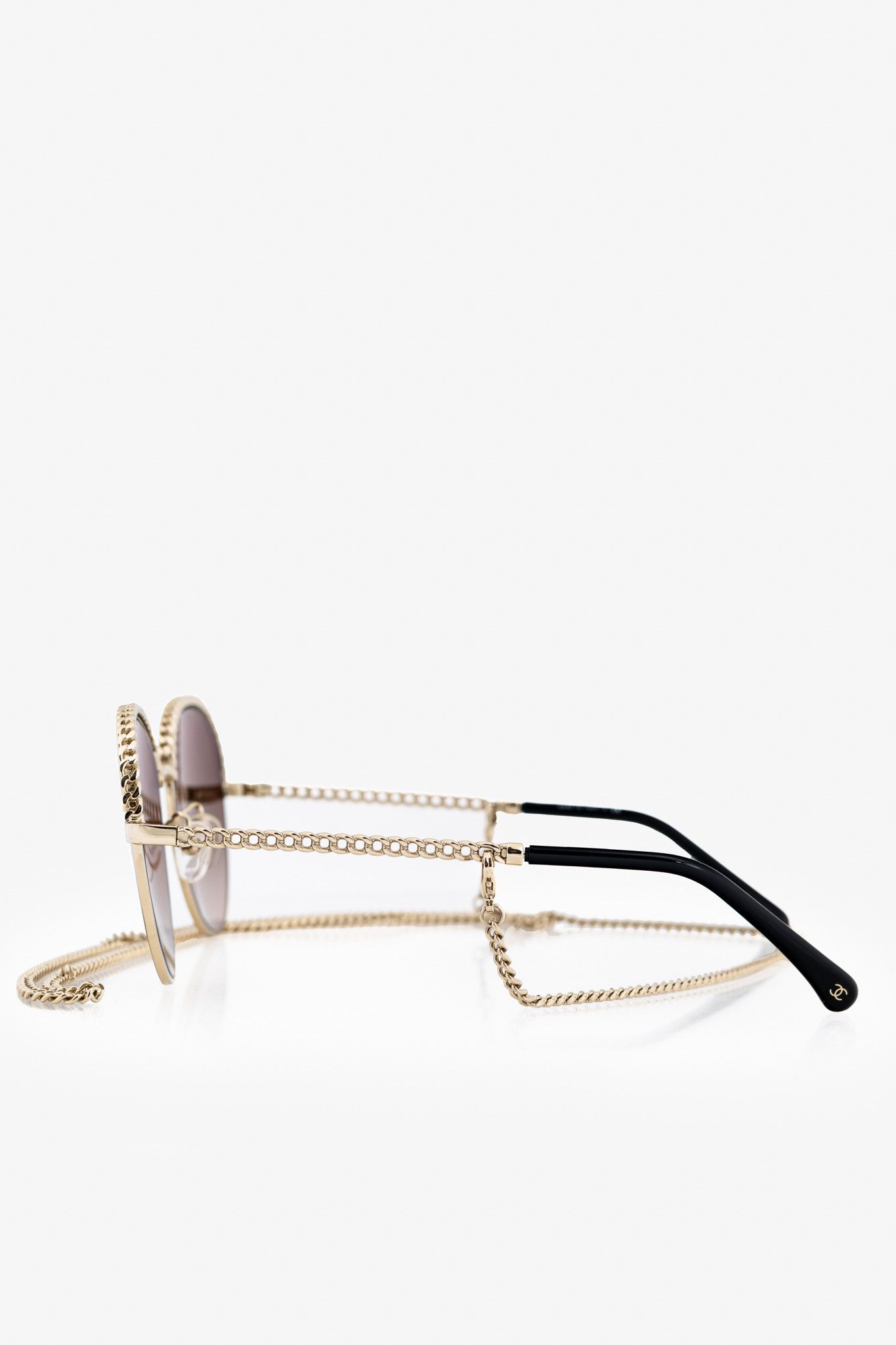 Chanel Chanel Pantos Gold-Tone & Black Metal-Chain Sunglasses Size ONE SIZE - 3 Thumbnail
