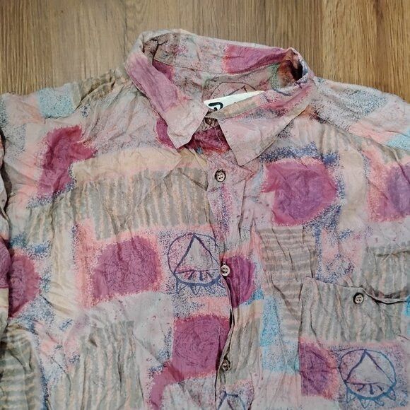 Other Vintage Protest Abstract Geometric Silk Button Shirt Size US L / EU 52-54 / 3 - 1 Thumbnail