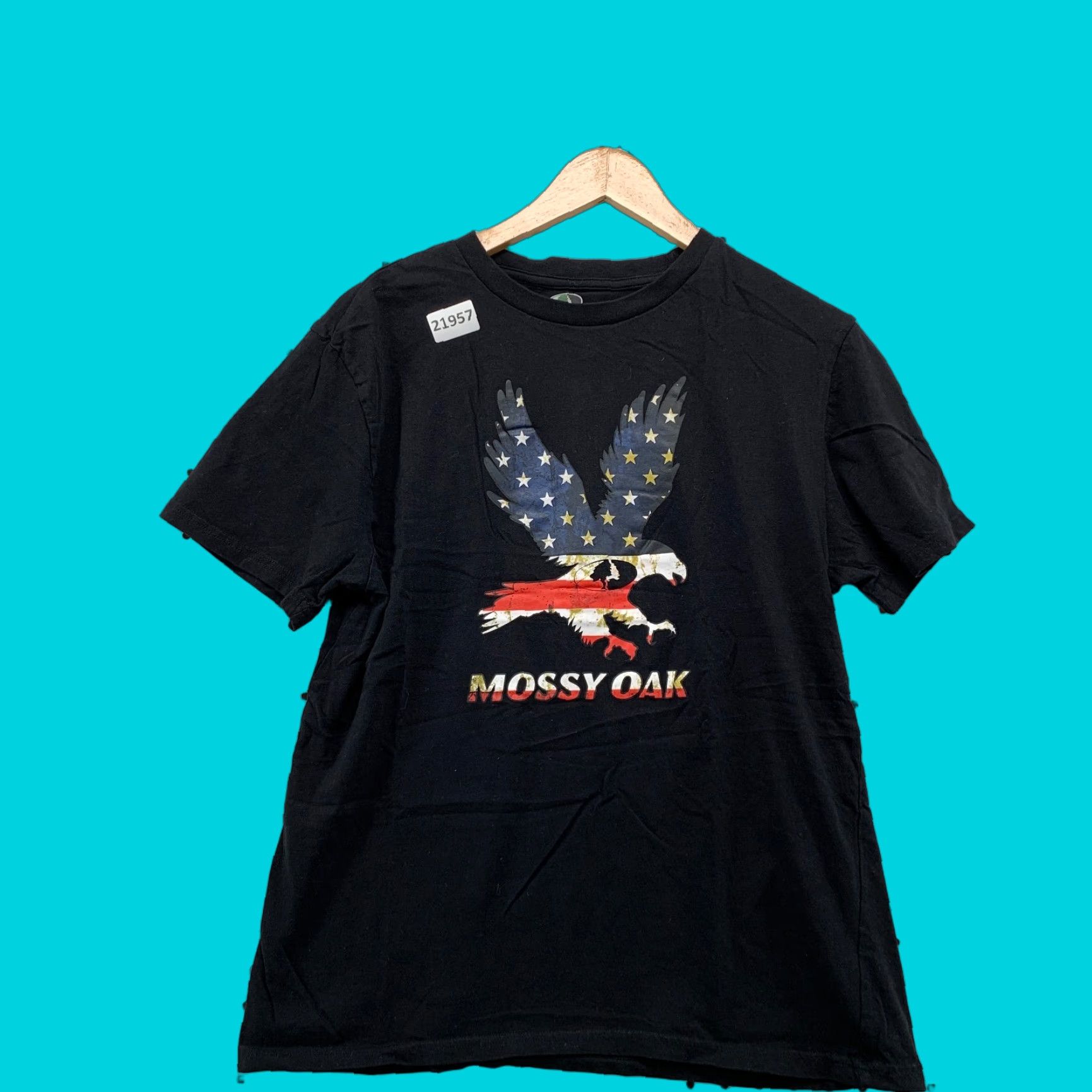Vintage Mossy Oak Shirt Black Eagle USA Flag Logo FIts Men Small 18x25.5 Short SLeeve Size US S / EU 44-46 / 1 - 1 Thumbnail