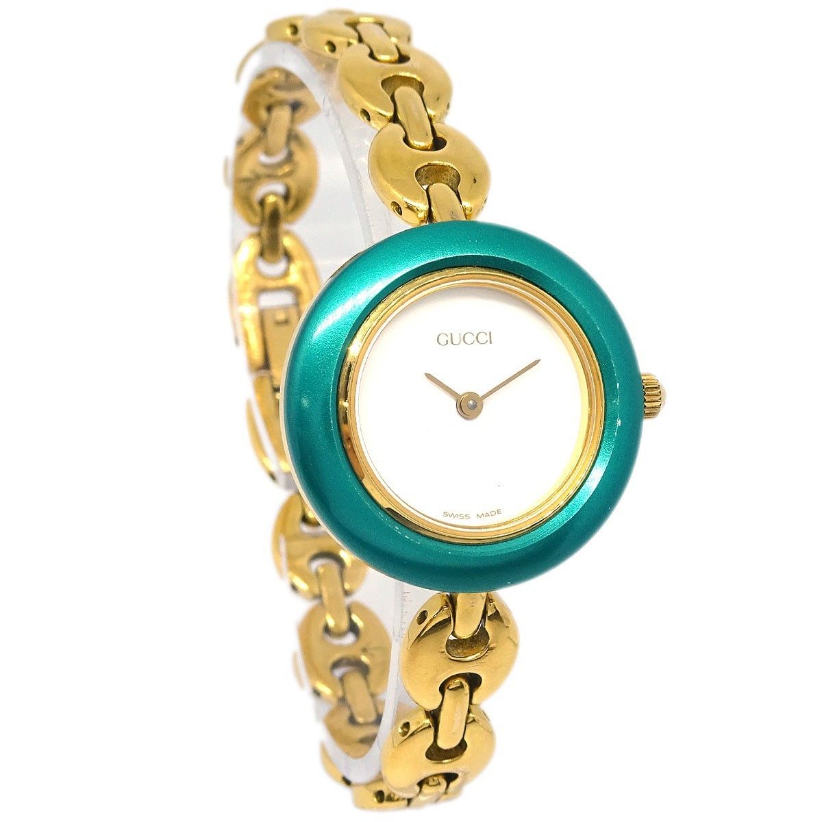 Gucci Gucci 1100 Interchangeable Bezel Bangle Quartz Watch Plated Metal with Plastic Size ONE SIZE - 1 Thumbnail