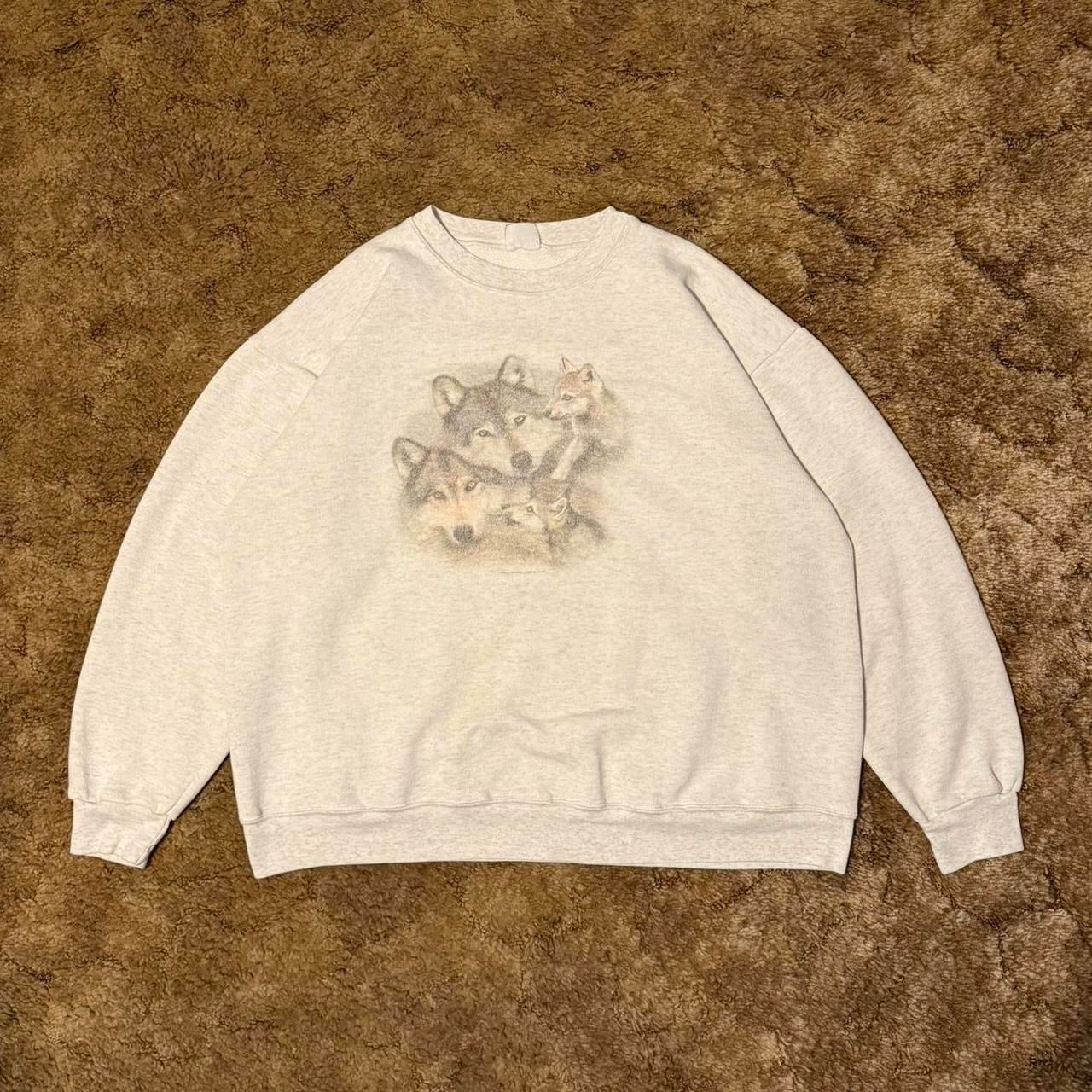Vintage Wolf Family Nature Art Crewneck Sweatshirt Grey XLarge Size US XL / EU 56 / 4 - 1 Thumbnail