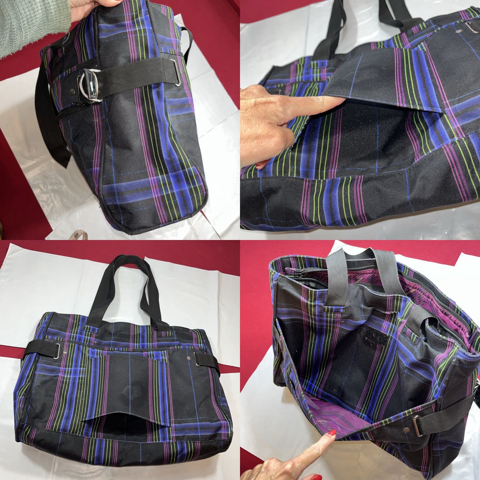 Dakine DAKINE TOTE Bag Black purple Lime Zip Padded Laptop Sleeve Multi Pockets Lg Size ONE SIZE - 9 Thumbnail