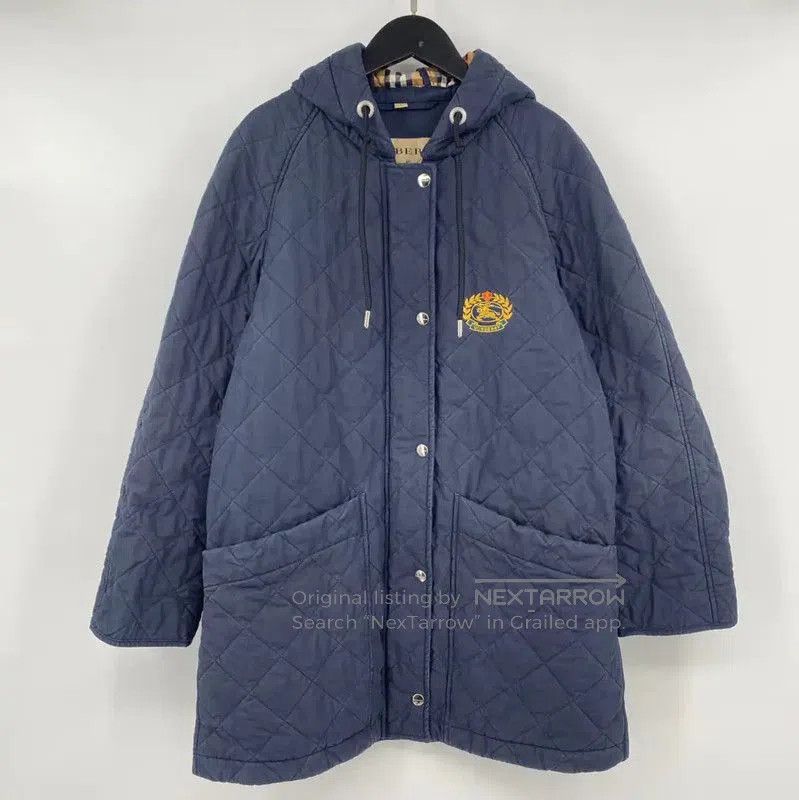 Burberry Burberry Winter Quilted Navy Blue Cotton Coat. Size S / US 4 / IT 40 - 1 Thumbnail