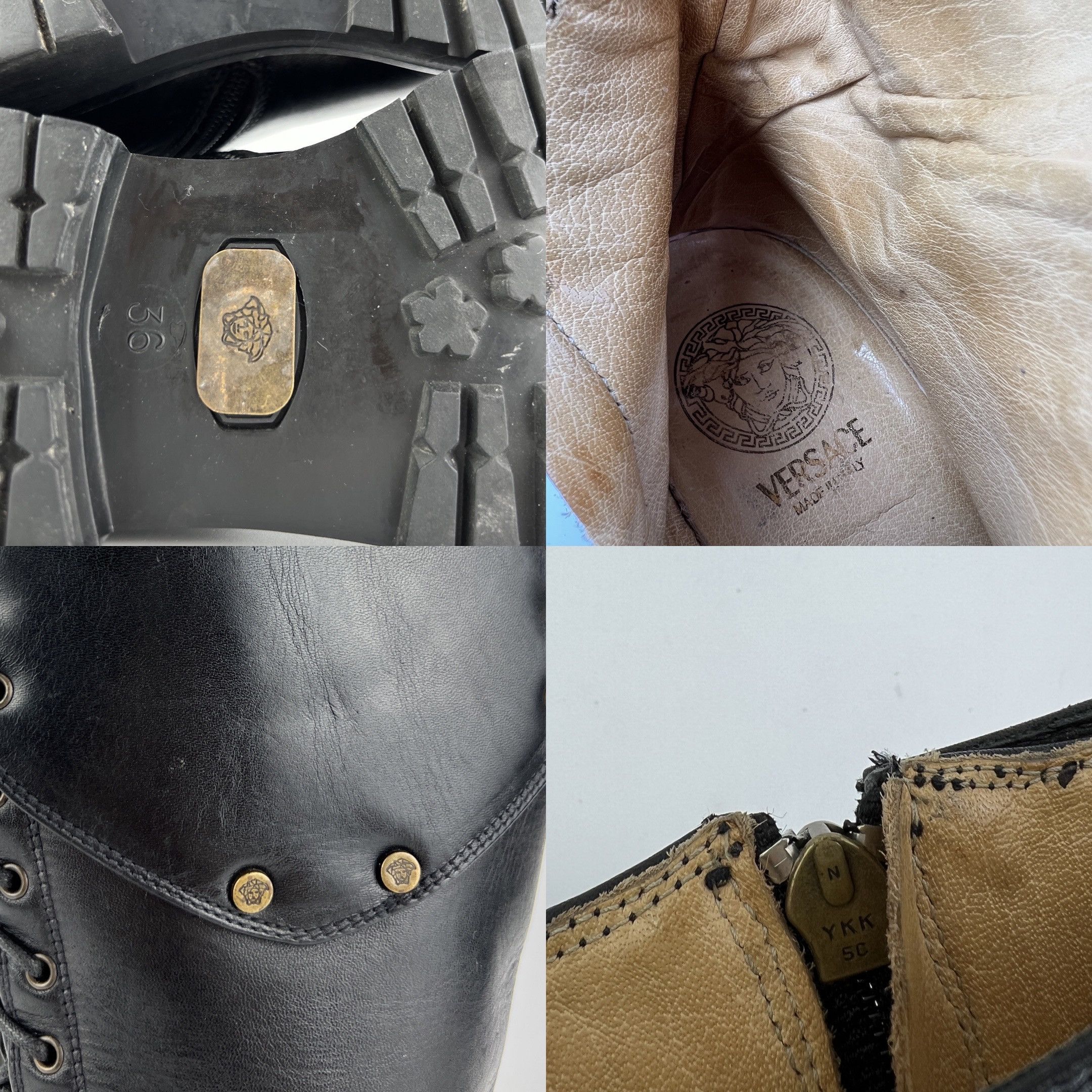 Versace Rare Versace High Moto Riding Leather Boots Medusa Size US 6 / IT 36 - 8 Thumbnail