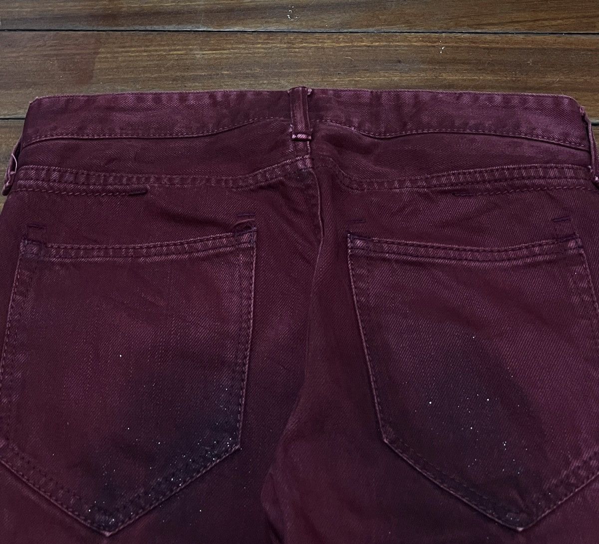 14th Addiction Vintage Japanese Brand Civarize Waxed Flared Jeans 1990s Size US 29 - 4 Thumbnail