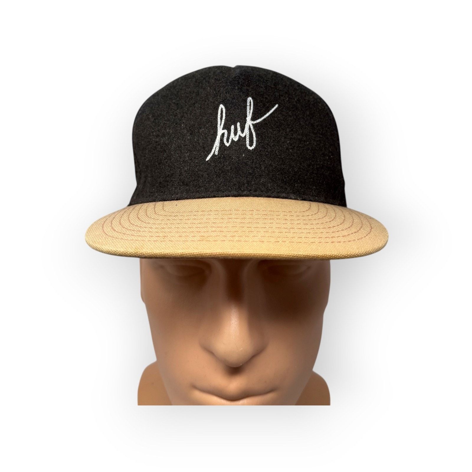 Huf Huf Wool Blend Black Skate Cap Strapback Cap Spellout Skate Size ONE SIZE - 2 Thumbnail
