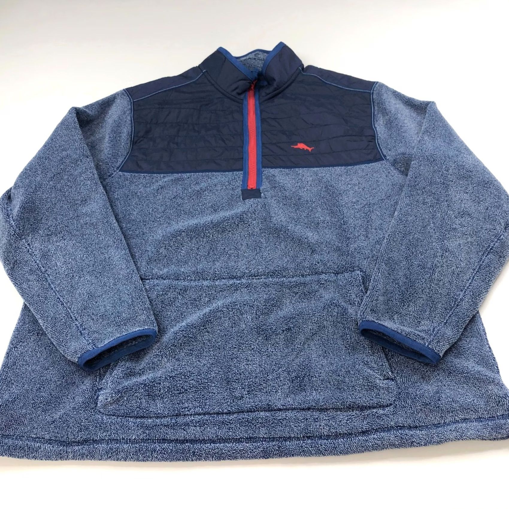 Tommy Bahama Tommy Bahama Pullover Sweater 1XLB Big 1/4 Zip Mock Neck Blue Knitted Knit Solid Logo Men’s Pullover 1/4 Zip 1XLB Big & Tall Size US XL / EU 56 / 4 - 2 Thumbnail