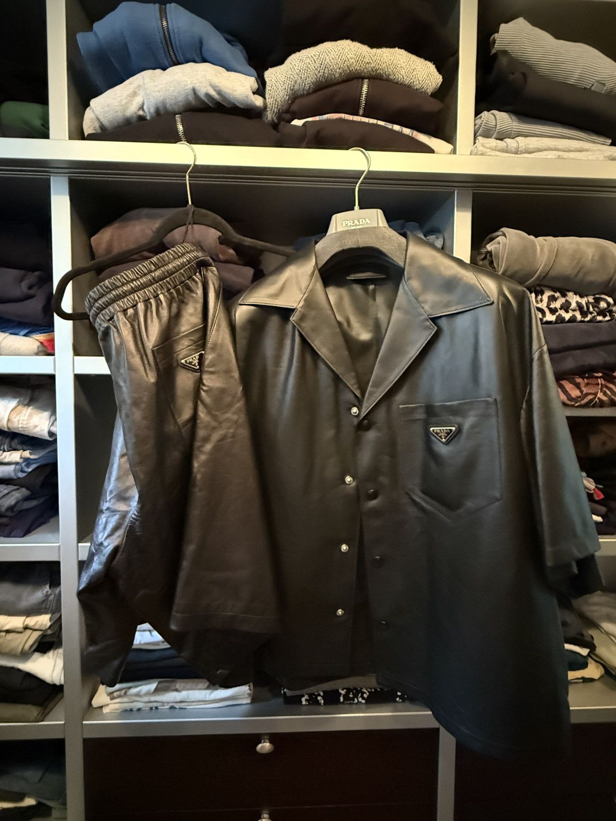 Prada Prada Set - HOLY GRAIL🏆: Size 52 Nappa Leather Shirt + Short Size US L / EU 52-54 / 3 - 23 Thumbnail