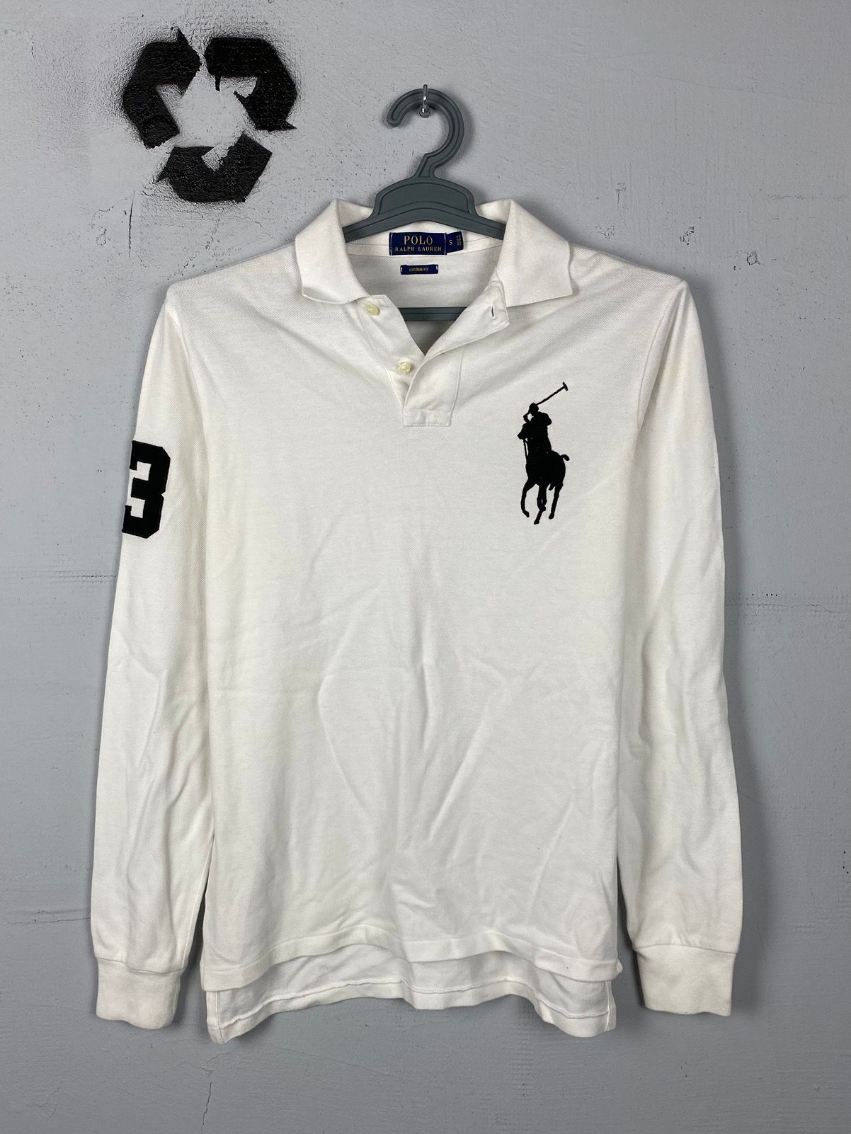 Pre-owned Polo Ralph Lauren X Vintage Polo Ralph Laurent Big Logo Rugby Shirt/longsleeve In White