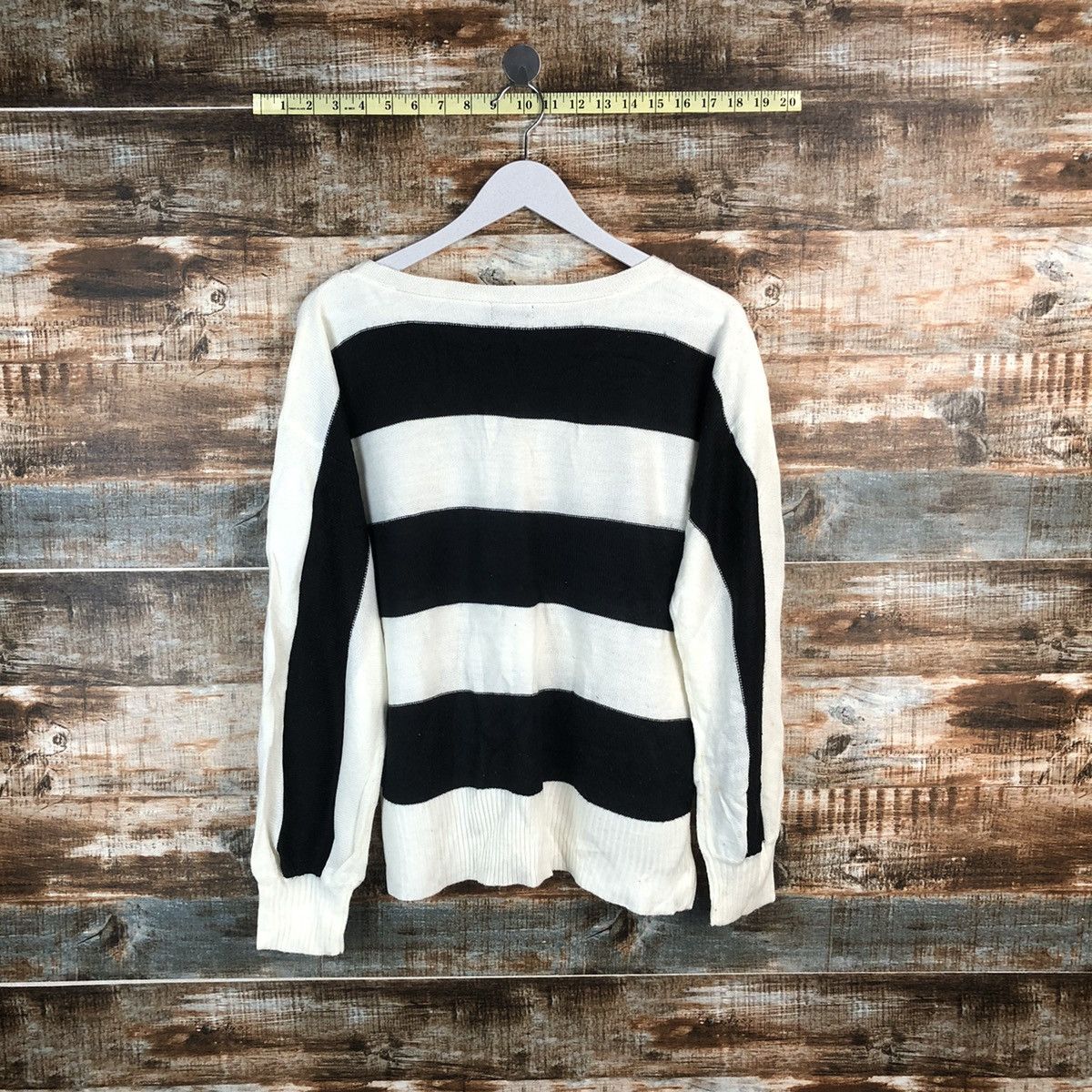 Homespun Knitwear × LOWRYS FARM A Part Of Lowyrs White Black stripe Knitwear #A1795 Size US M / EU 48-50 / 2 - 12 Thumbnail