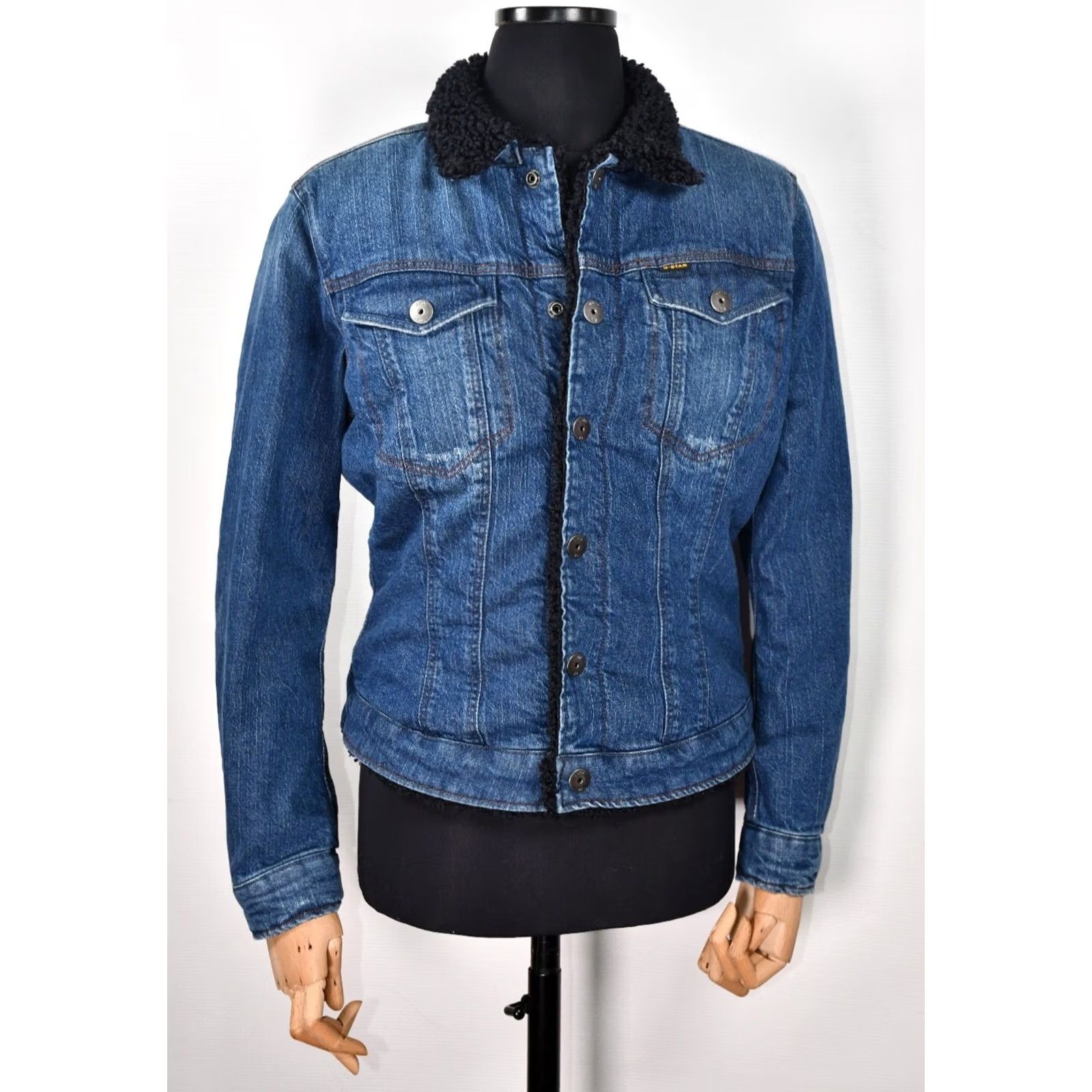 G-Star G-Star Raw 3301 Slim Sherpa Jacket WMN Sato Stretch Denim Blue M Women Jacket Sherpa Stretch Denim Slim Wool? (Note: original must be used) Size M / US 6-8 / IT 42-44 - 2 Thumbnail