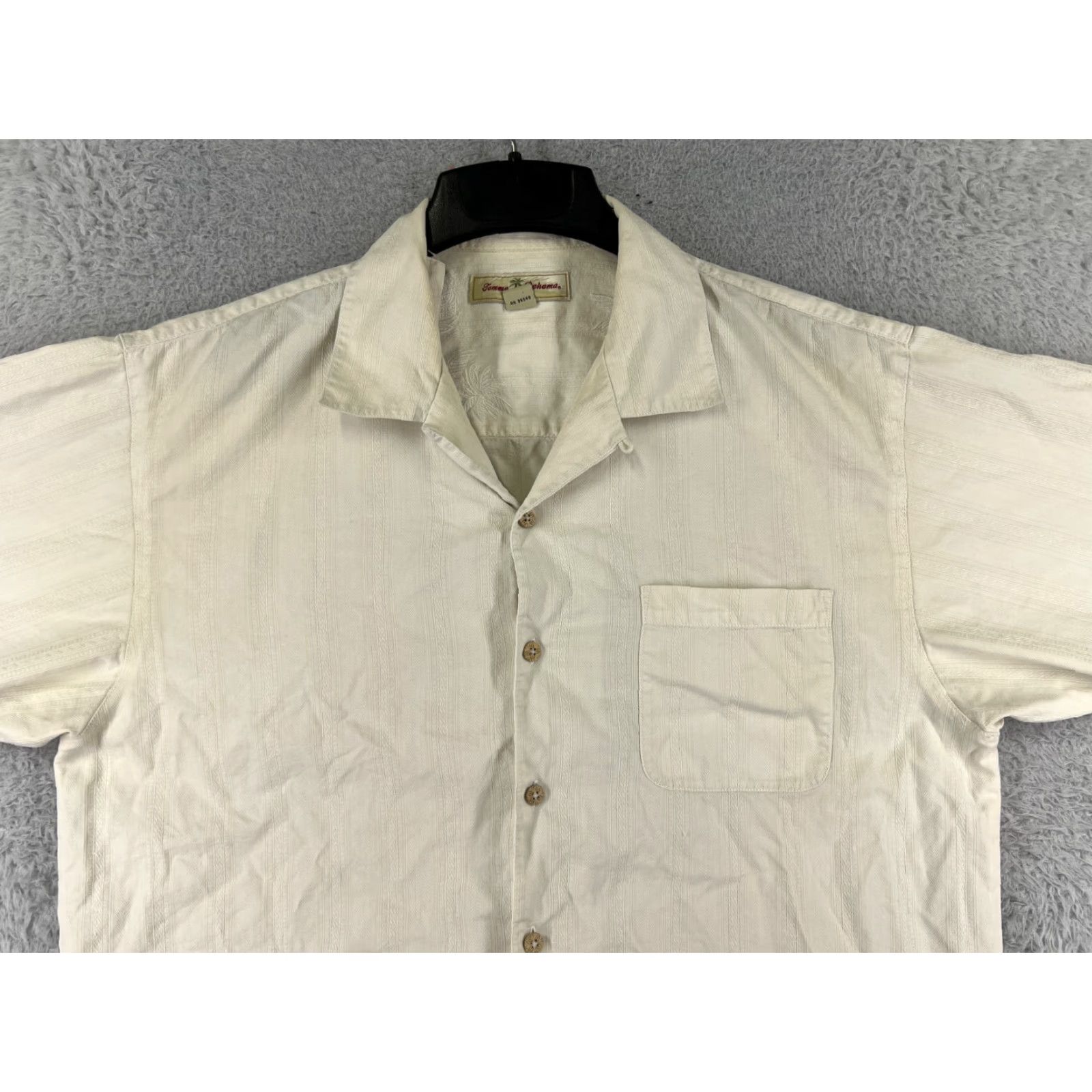 Tommy Bahama Tommy Bahama Shirt Men Large Beige Button-Up 100% Silk Hawaiian Pocket Vacation Size US L / EU 52-54 / 3 - 6 Thumbnail