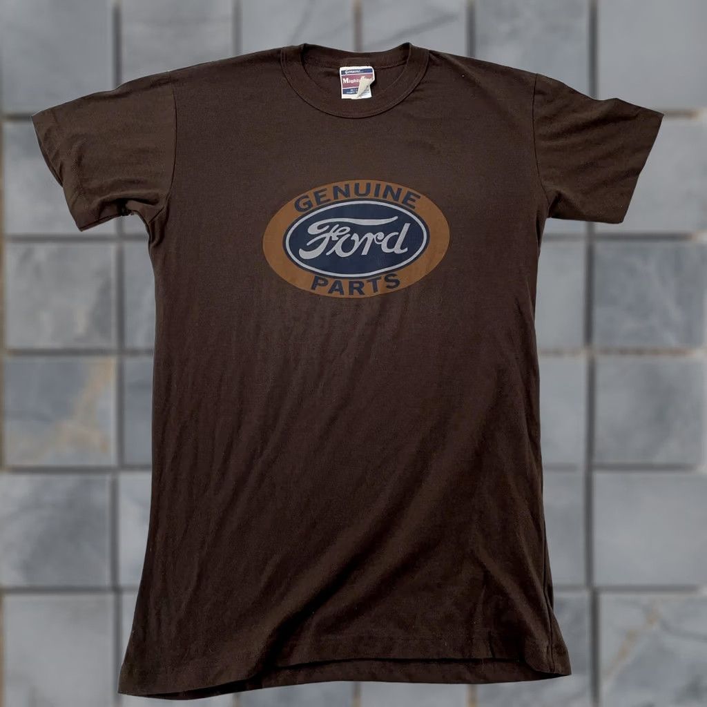 Vintage Vtg Ford Genuine Parts T-Shirt Small Brown Truck Car Racing Tee Logo Mighty Fine Size US S / EU 44-46 / 1 - 1 Thumbnail