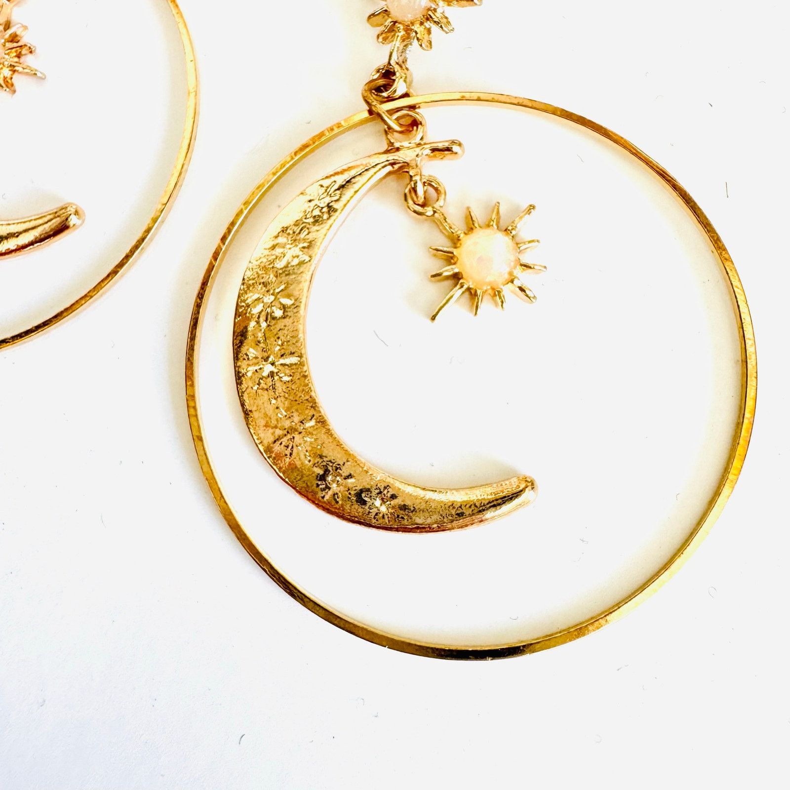Anthropologie ANTHROPOLOGIE Gold Sun Moon Stars Boho Hoop Earrings Jewelry Size ONE SIZE - 10 Thumbnail