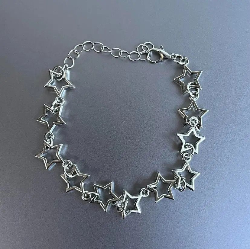 Jewelry Vint y2k 2000s star stacked cute goth grunge silver bracelet Size ONE SIZE - 4 Thumbnail