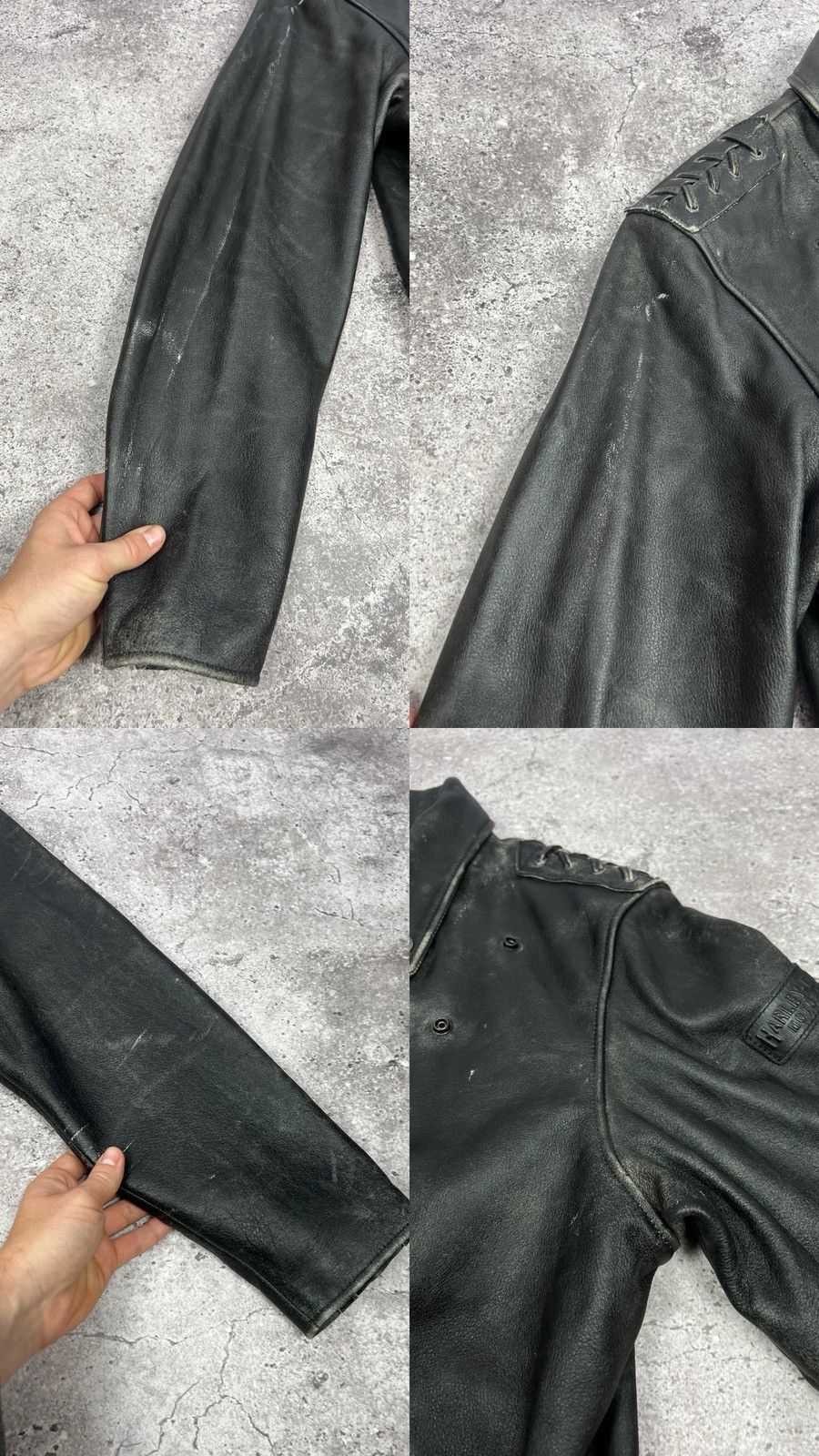 Harley Davidson CRAZY Vintage Harley Davidson Leather Motorcycle Jacket Size US L / EU 52-54 / 3 - 13 Thumbnail