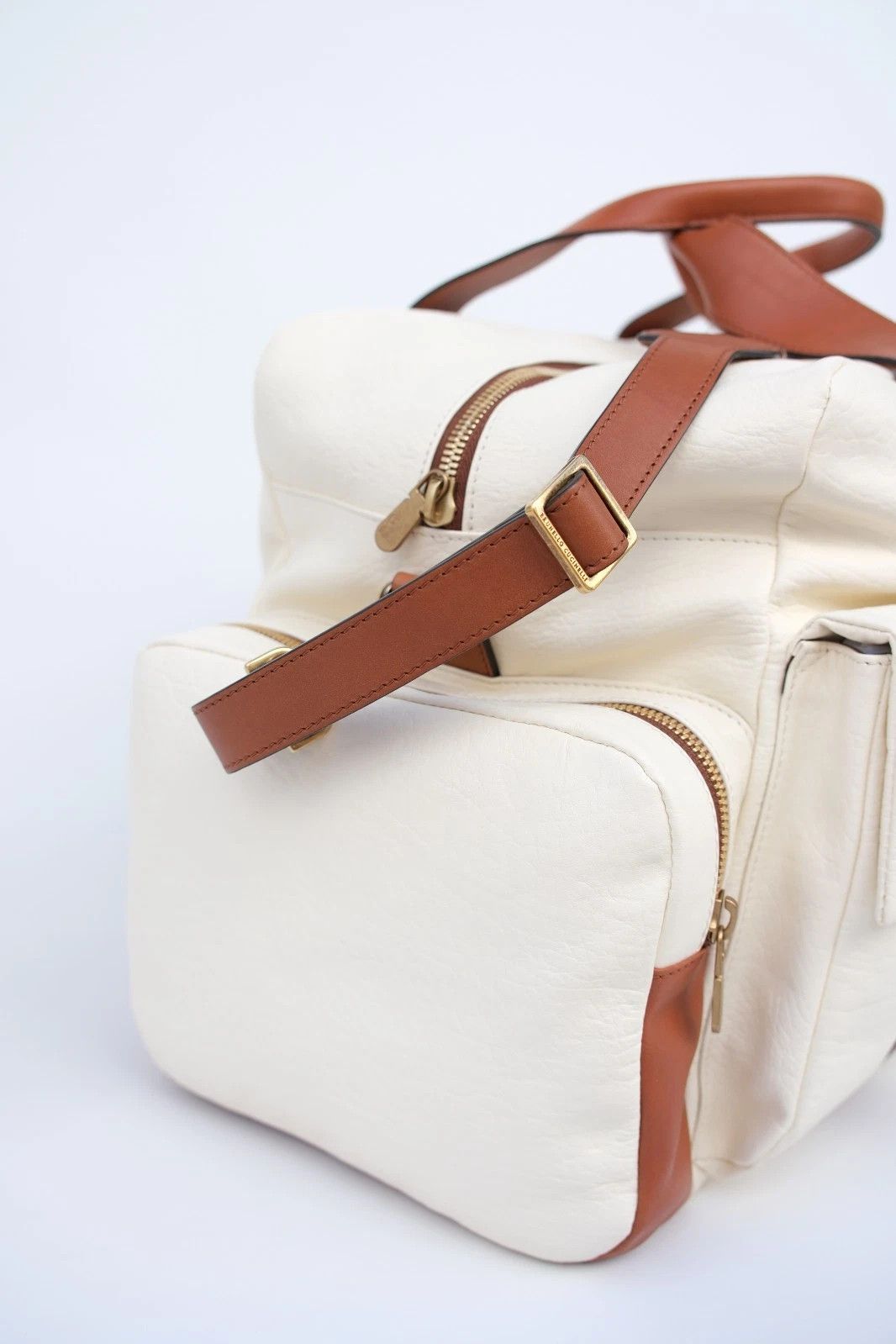 Brunello Cucinelli New Brunello Cucinelli Weekender Bags Travel Brown Cream Size ONE SIZE - 3 Thumbnail