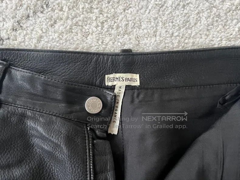 Hermes Hermes Leather Pants, Black Deer Leather + 100% Silk Mater Size 26" / US 2 / IT 38 - 2 Thumbnail