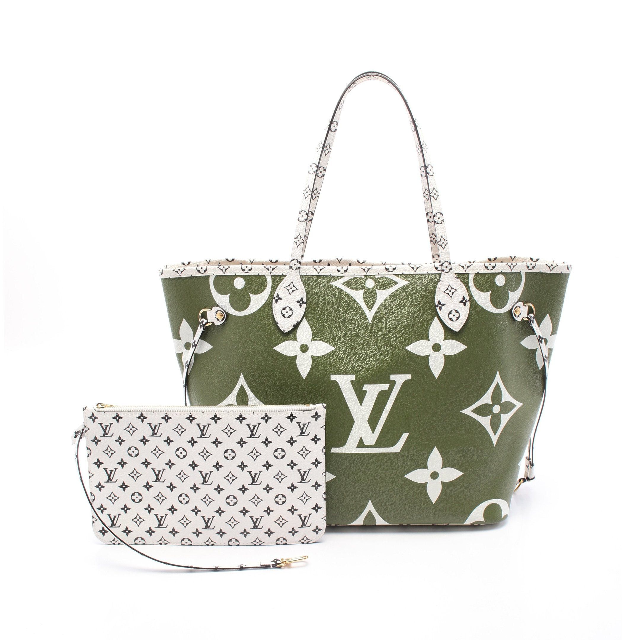 Louis Vuitton Louis Vuitton Neverfull Mm Monogram Giant Shoulder Bag Tote Khaki Green Beige Multicolor Size ONE SIZE - 1 Thumbnail