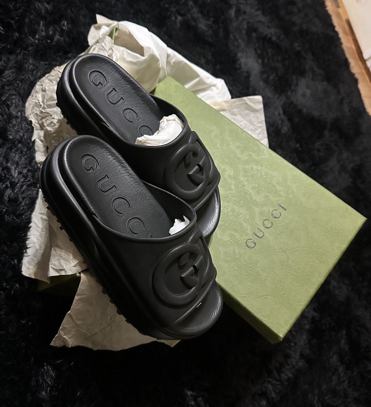 Gucci Gucci Sandal 'Interlocking G - Black' Gucci Sandal Size US 7 / IT 37 - 8 Thumbnail