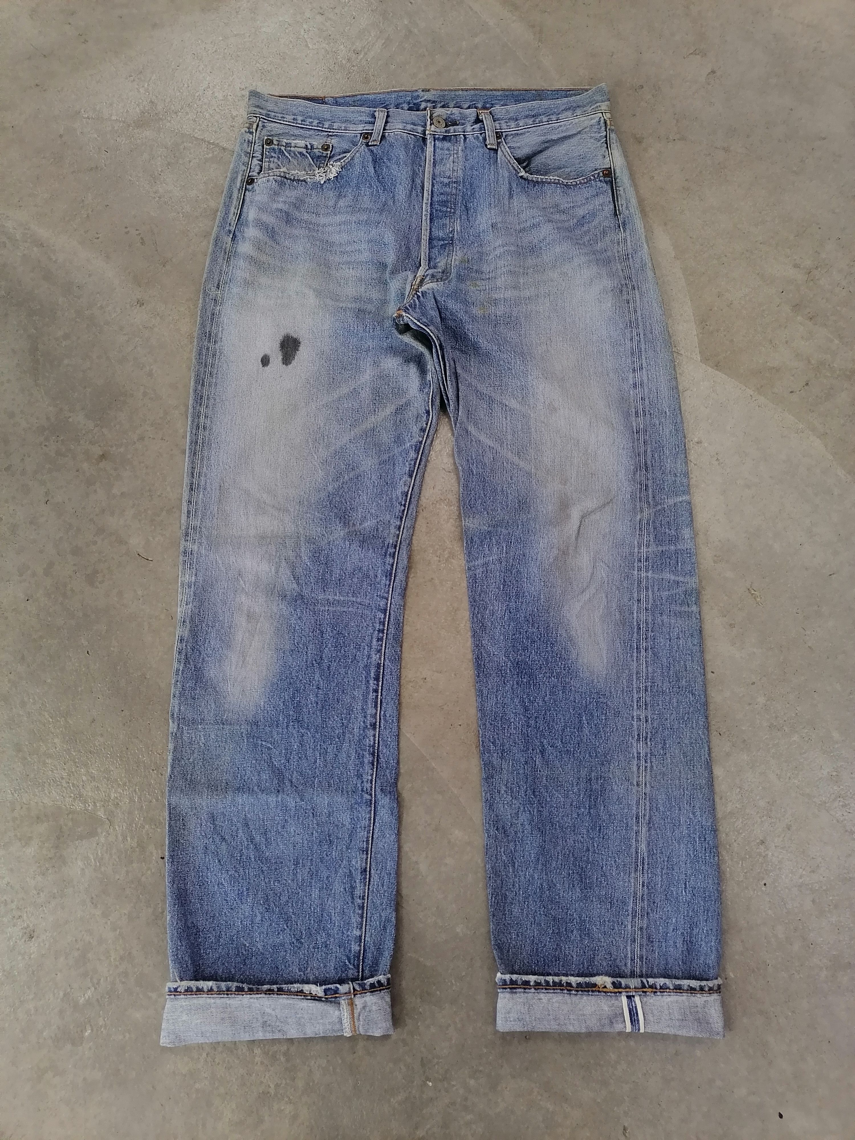 Levi's Vintage Clothing × Vintage Vintage Levi's 501 Top Button J09 Distressed Denim Pants Size US 34 / EU 50 - 1 Thumbnail