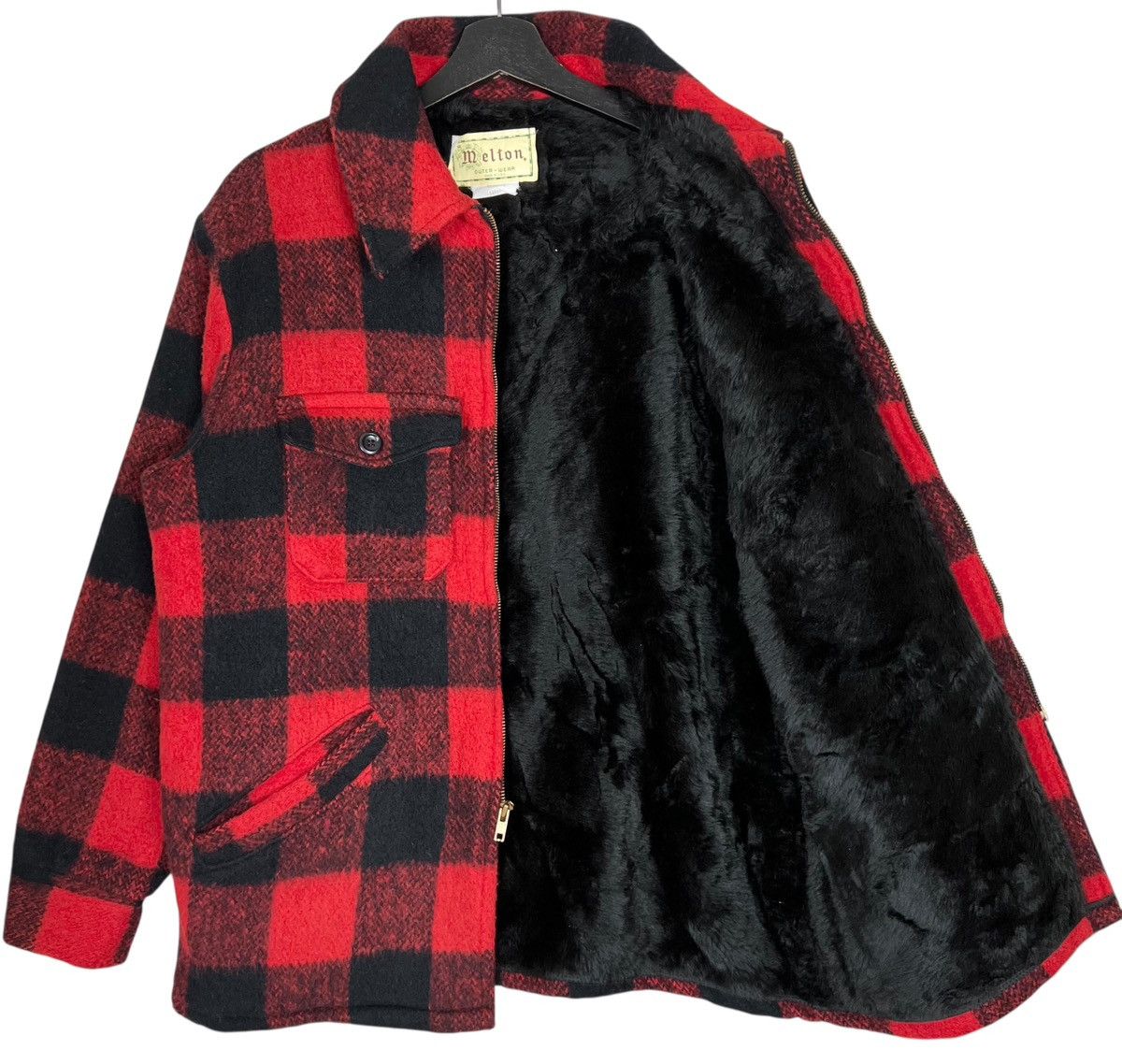 Vintage Vintage 90s Melton Checkered Zipper Winter Jacket Size US L / EU 52-54 / 3 - 6 Thumbnail