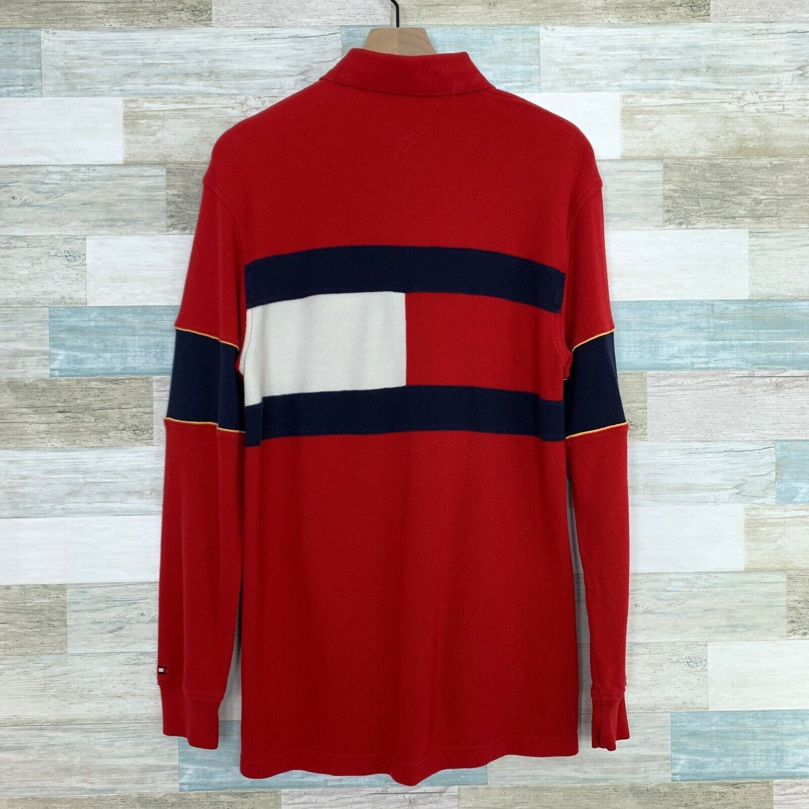 Tommy Hilfiger Tommy Hilfiger Vintage Flag Rugby Polo Shirt Red Mens M Size US M / EU 48-50 / 2 - 1 Thumbnail