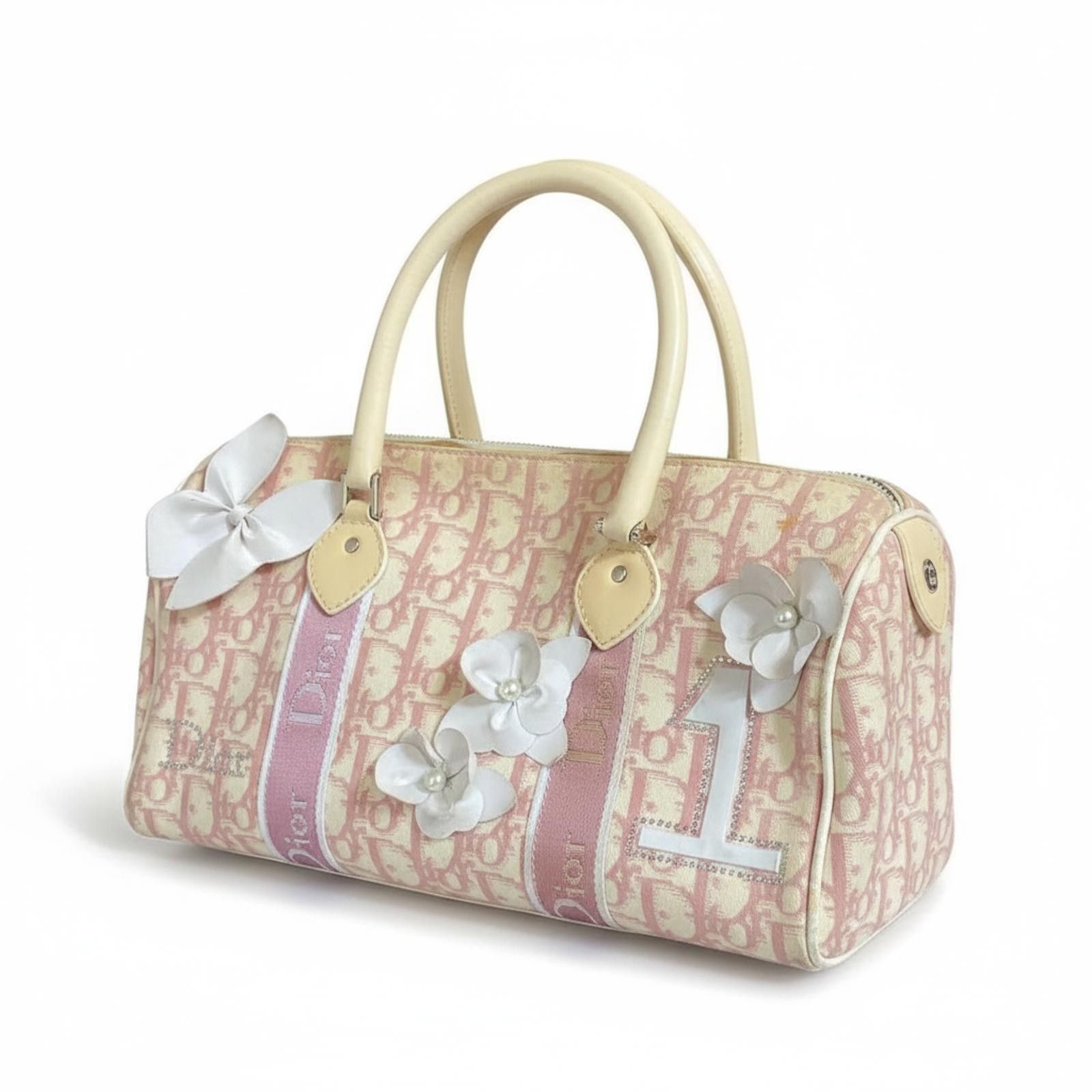 Other Dior - Pink Monogram Satchel Bag Floral Butterfly Size ONE SIZE - 1 Thumbnail