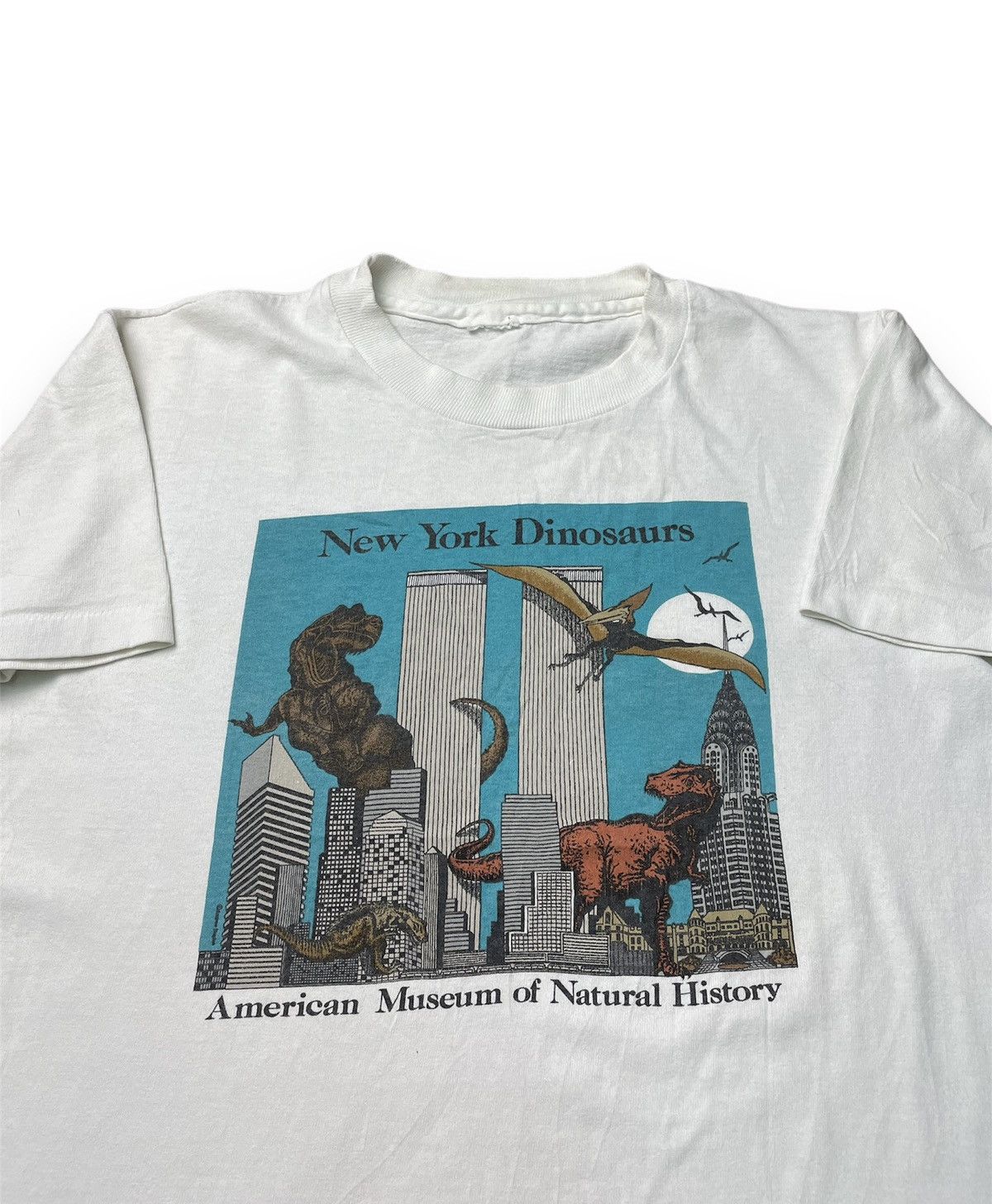 image of Art x New York Vintage New York Dinosaurs Shirt in White, Men's (Size XS)