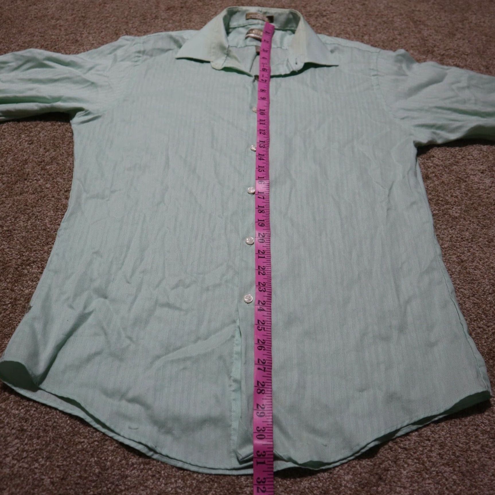 Van Heusen Van Heusen Dress Shirt Green Fitted Button Down Adult Men's Size 16 32 33 Size 42R - 5 Thumbnail
