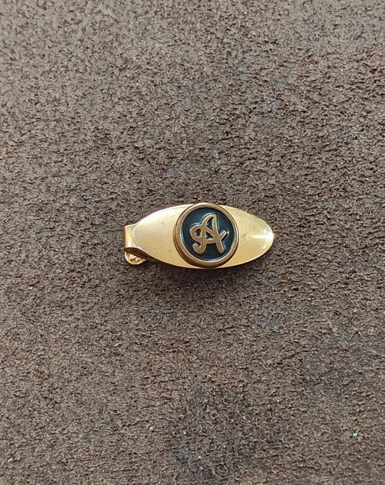 Other 1950s/60s Gold Tone Black Enamel Monogram Initial A Tie Clip Size ONE SIZE - 2 Thumbnail