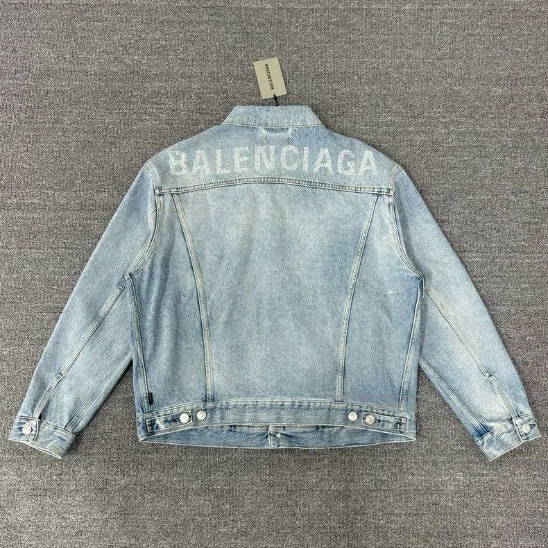 Balenciaga Balenciaga Blue Denim Jacket with Crystals. Size US L / EU 52-54 / 3 - 1 Thumbnail