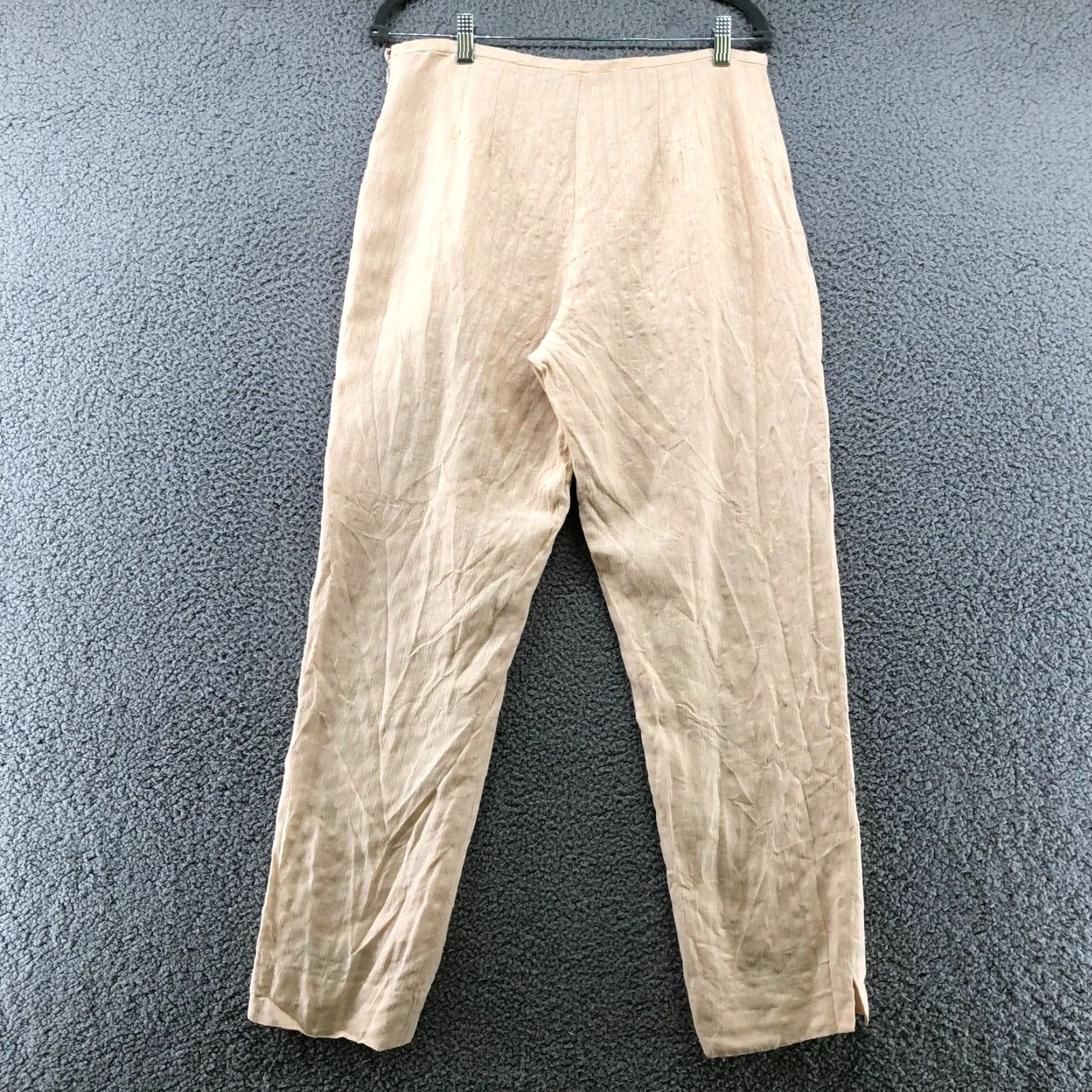 Merona Merona 100% Linen Beige Tapered Leg Dress Pants Womens Sz 12 High Rise Flat Front Size 34" / US 12 / IT 48 - 2 Thumbnail