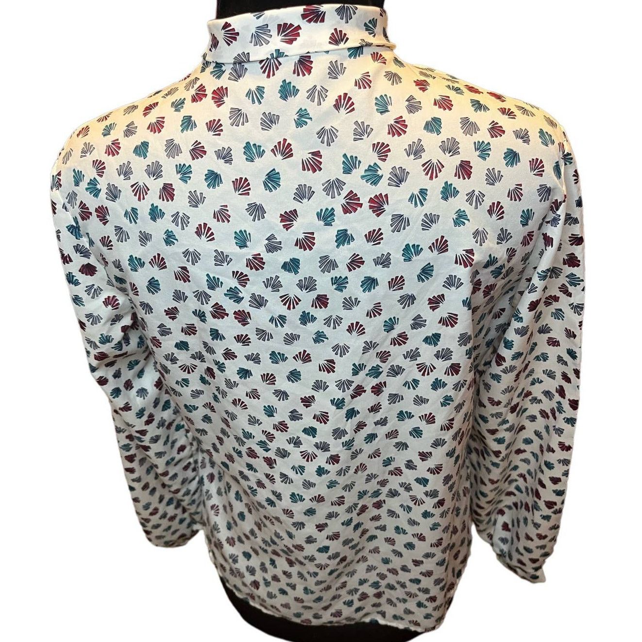 Vintage Vintage White Blue Cape Cod Fan Blouse Bow Med Large Preppy Size L / US 10 / IT 46 - 2 Thumbnail