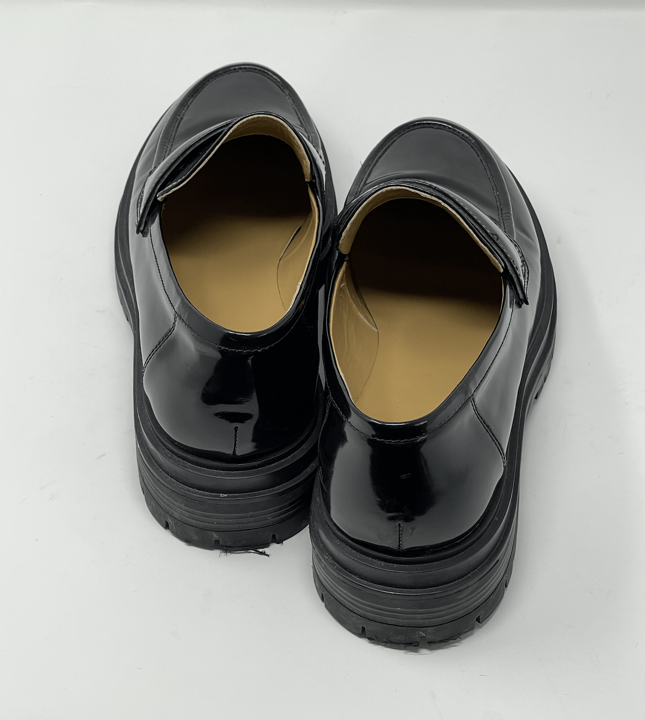 Tony Bianco Black Patent Leather Chunky Loafers Size 10