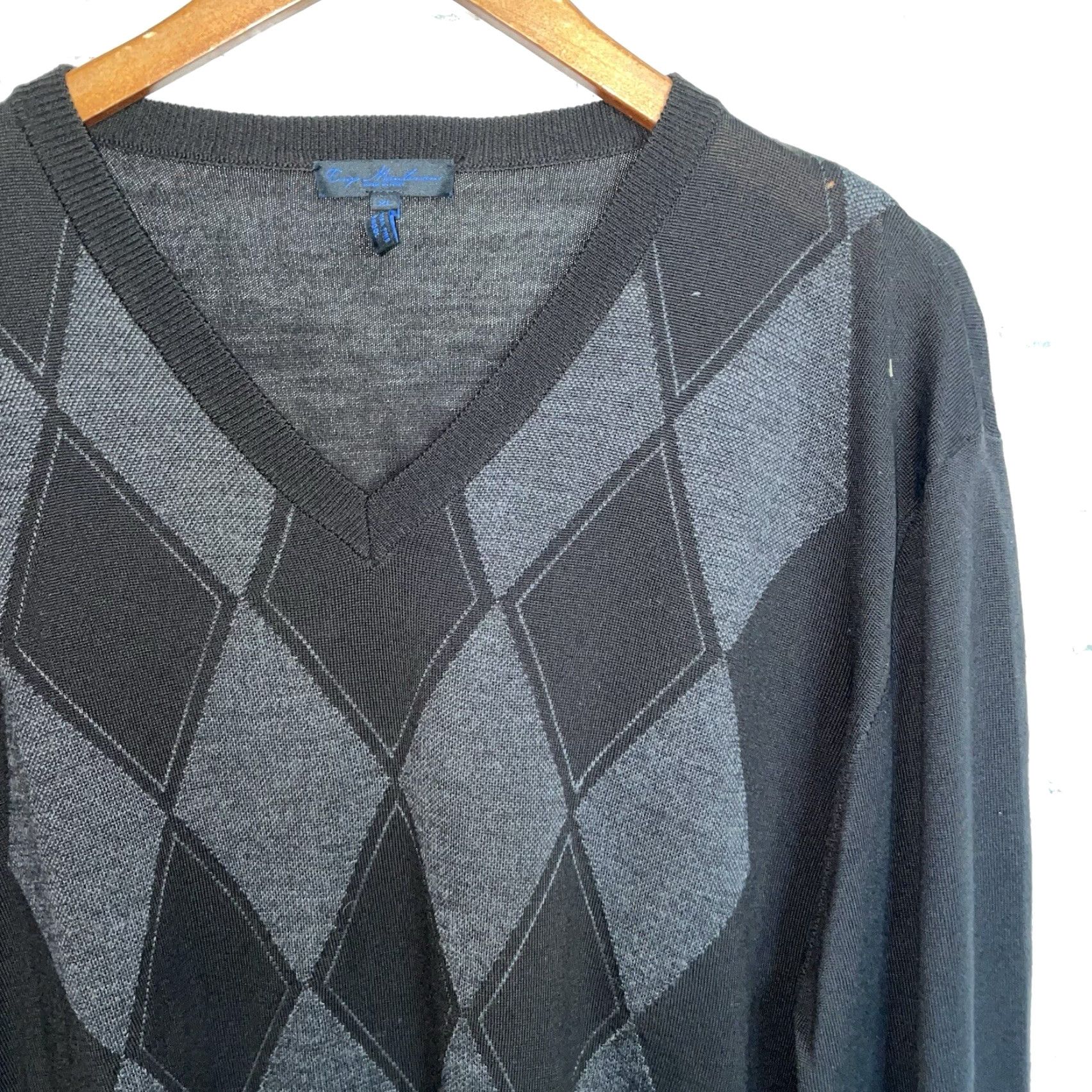 Vintage Enzo Mantovani Sweater V-Neck XL Mens Wool 100% Merino Italy Black Pullover Size US XL / EU 56 / 4 - 2 Thumbnail