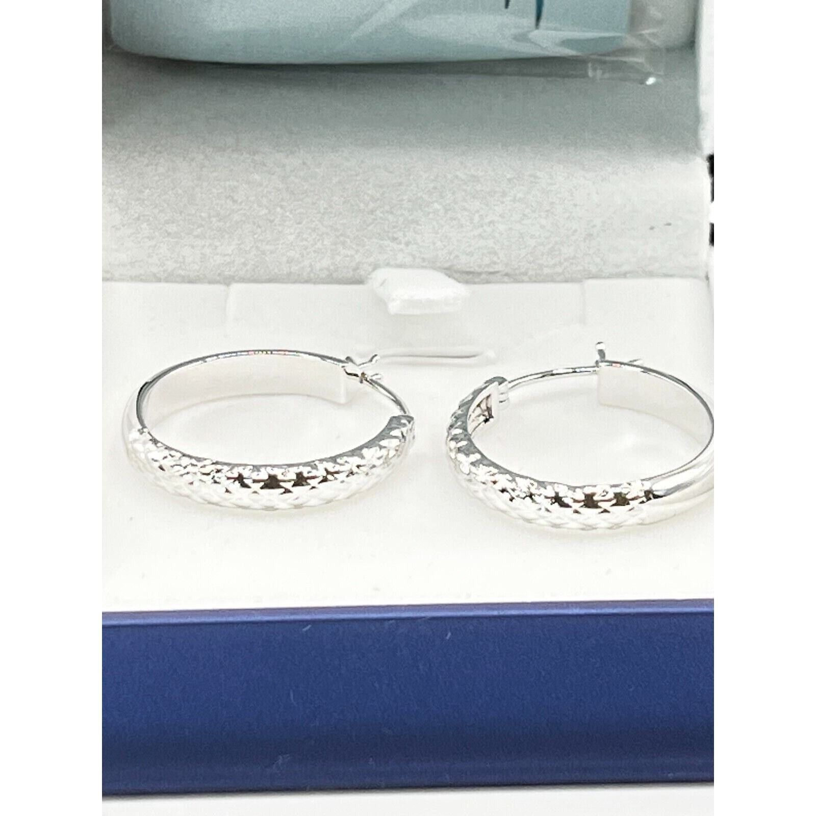 The Unbranded Brand 925 Sterling Silver Hoop ETCHED Earrings NIB 6G Size ONE SIZE - 6 Thumbnail