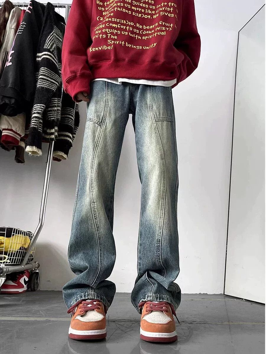 Jean Men's high street American retro distressed gradient jeans Size US 32 / EU 48 - 2 Thumbnail