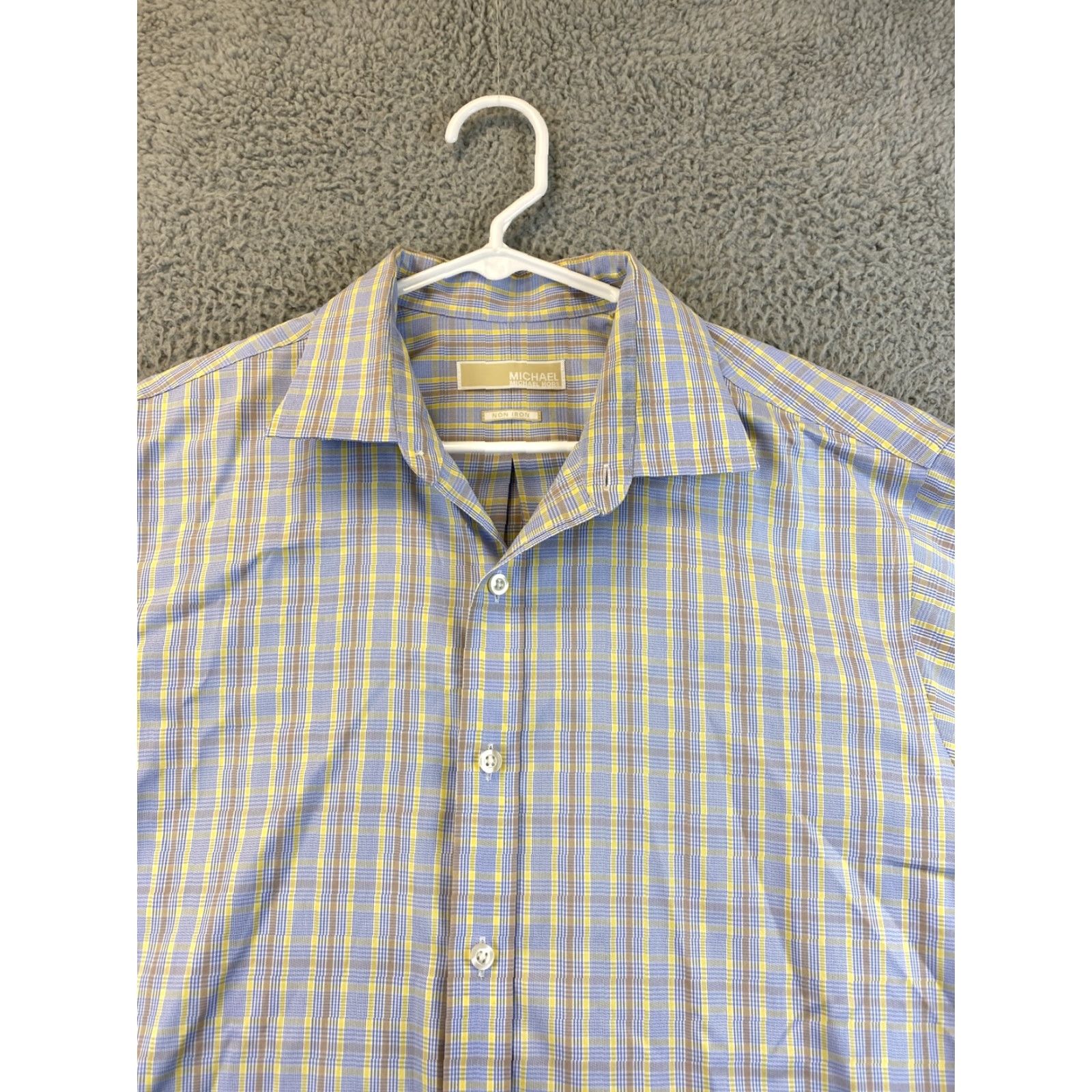 Michael Kors Michael Kors Mens Shirt Long Sleeve Plaid Casual Dress Shirt XXL Blue Yellow Cotton Size US XXL / EU 58 / 5 - 3 Thumbnail