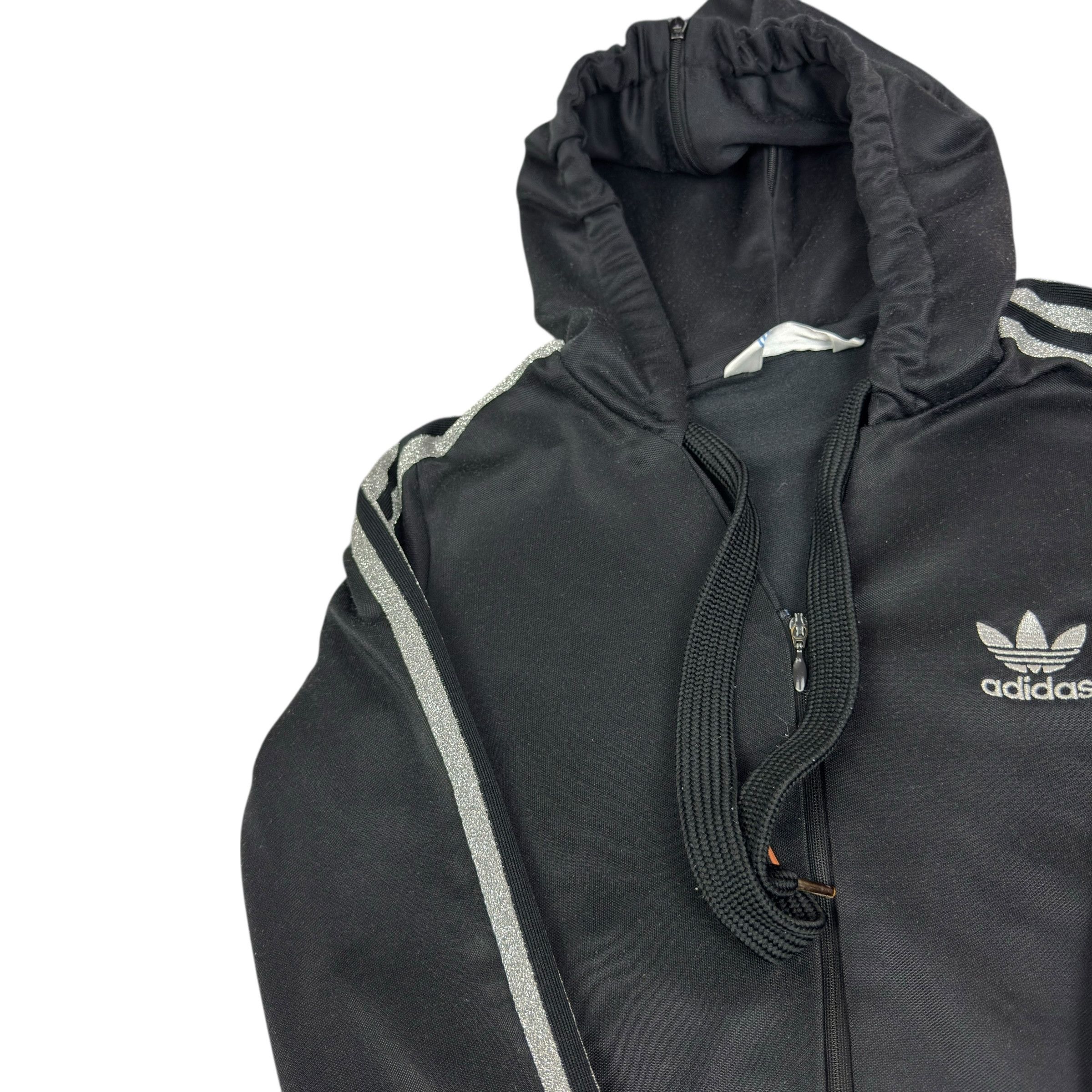 Adidas Adidas Women Black Gray 3-Stripes Trefoil Full Zip Hoodie 36 Size XS / US 0-2 / IT 36-38 - 3 Thumbnail