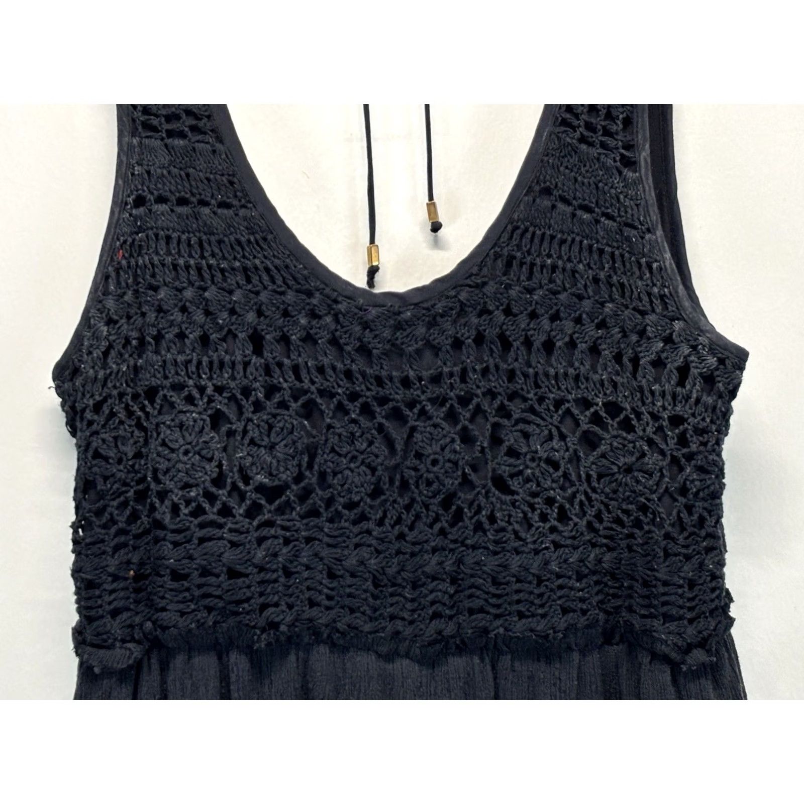 Free People Free People Jumpsuit One-Piece Women’s L Black Crochet Bohemian Sleeveless Wide-Leg Size L / US 10 / IT 46 - 3 Thumbnail