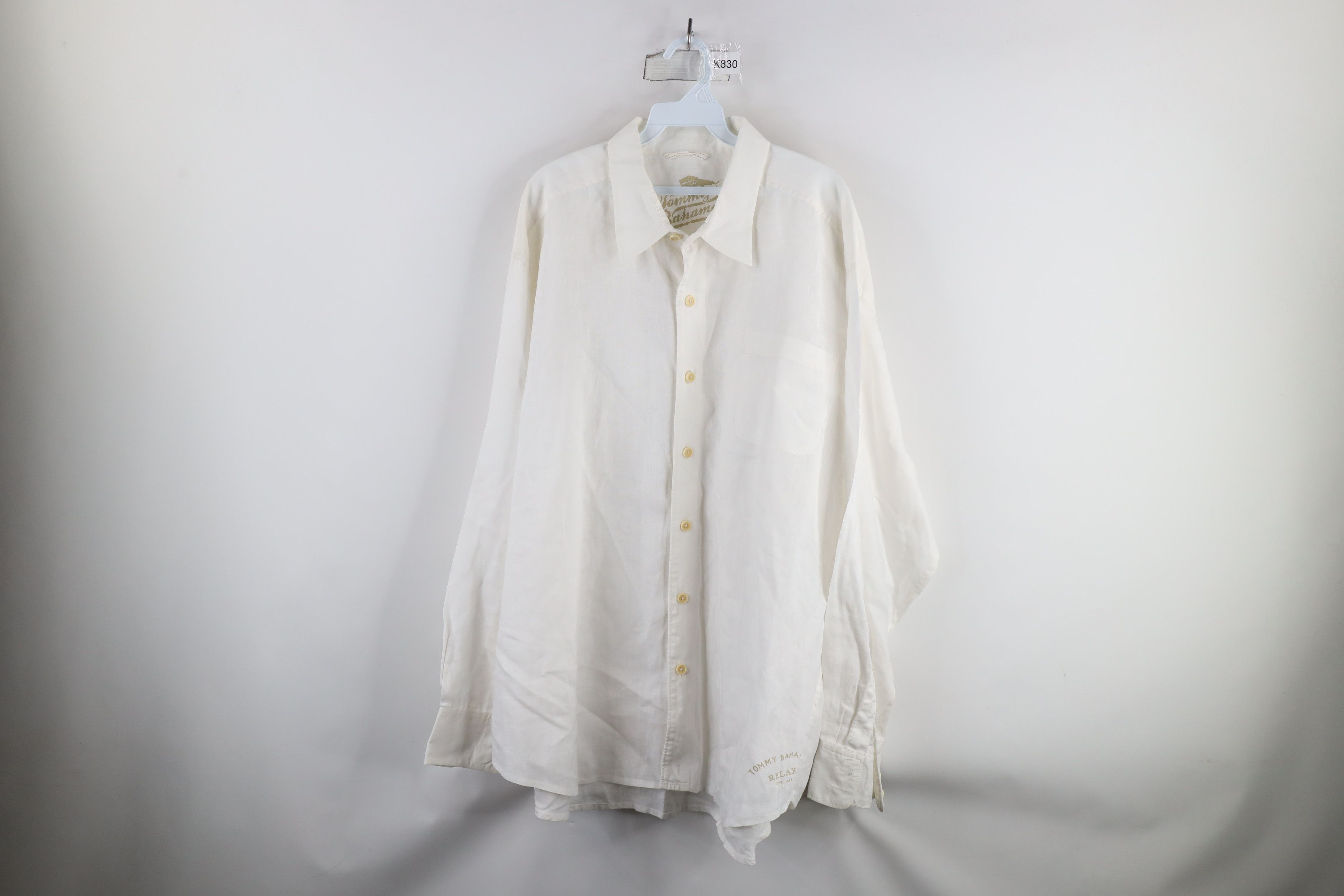Tommy Bahama × Vintage Vintage Tommy Bahama Relax Collared Button Shirt White Size US XXL / EU 58 / 5 - 1 Thumbnail