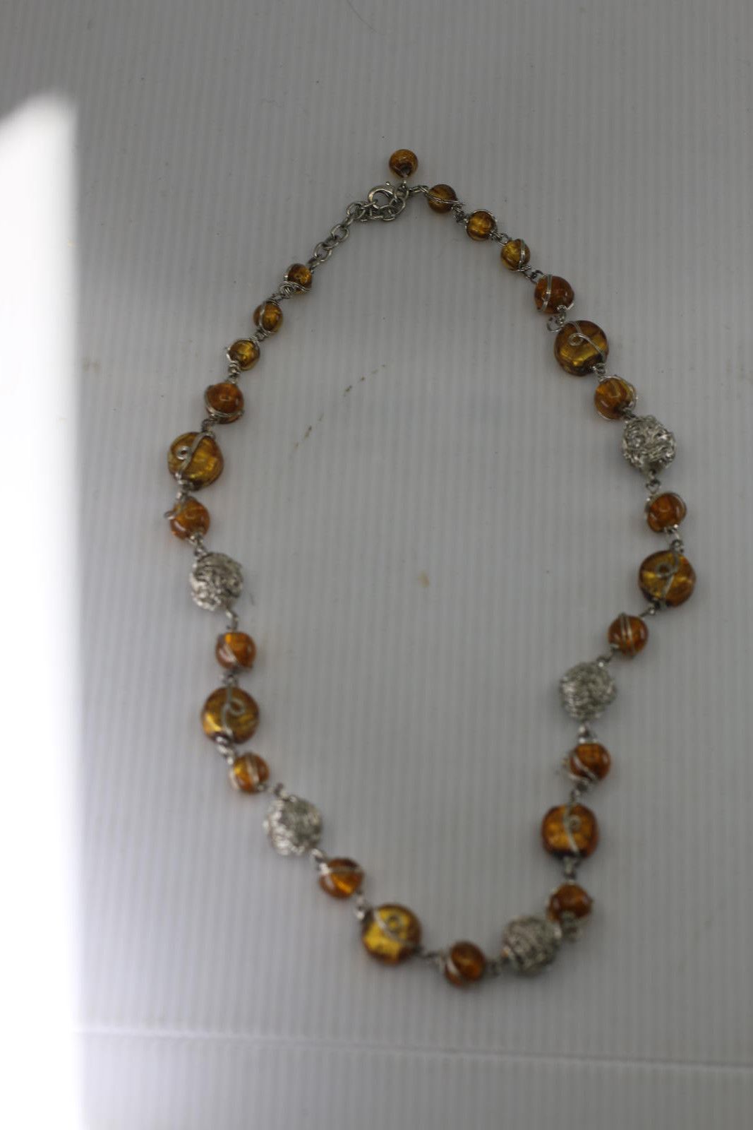 The Unbranded Brand Handmade Amber Bead Necklace Silver Wire Artisan Necklace Size ONE SIZE - 1 Thumbnail