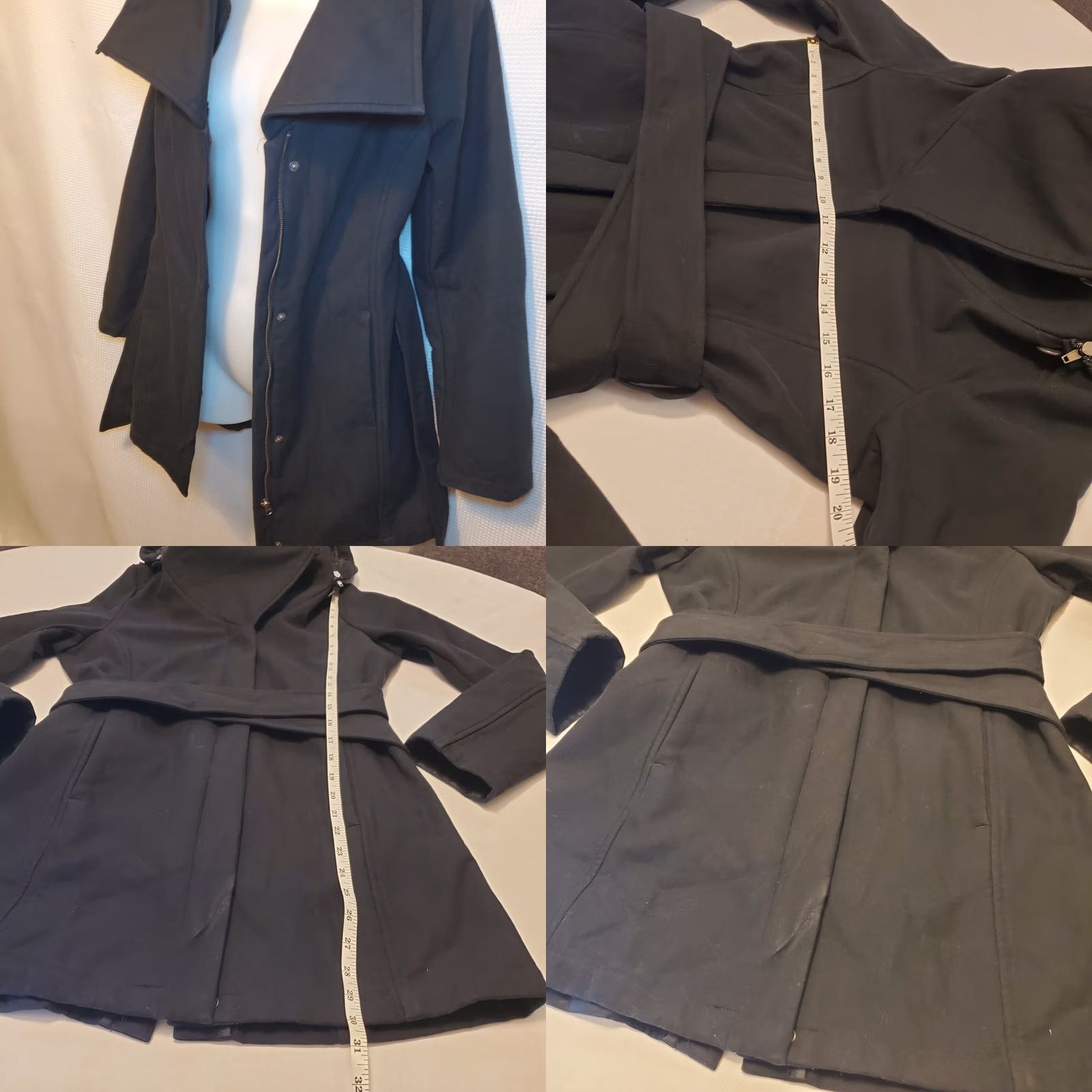 Anthropologie Anthropologie Mia Melons Everglades Hooded Rain Jacket Black Solid Mid-Length Zip Belt Long Sleeve Women S Black Size S / US 4 / IT 40 - 9 Thumbnail