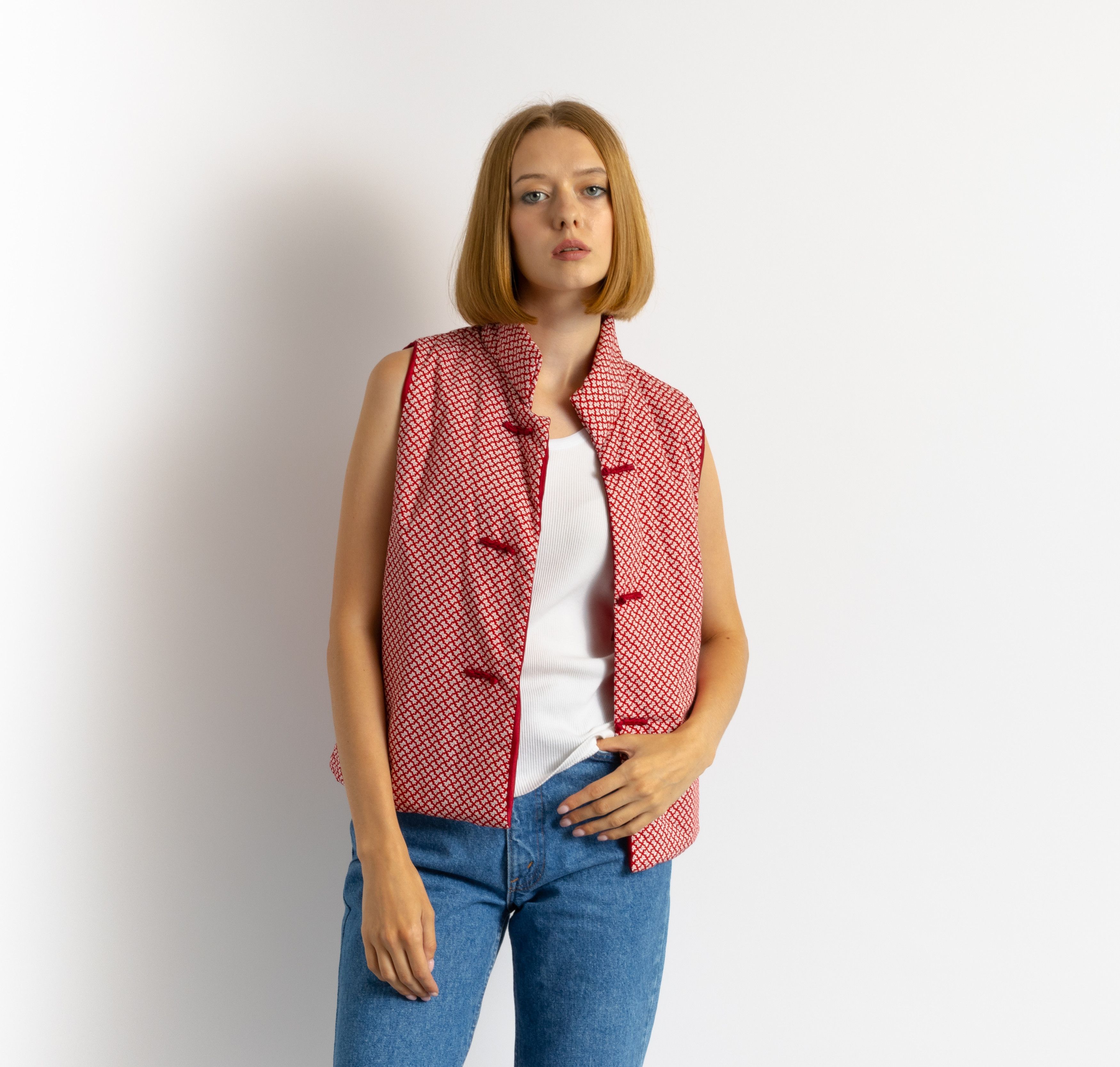 Vintage Mandarin collar ethnic vest for women 8696 Size M / US 6-8 / IT 42-44 - 3 Thumbnail