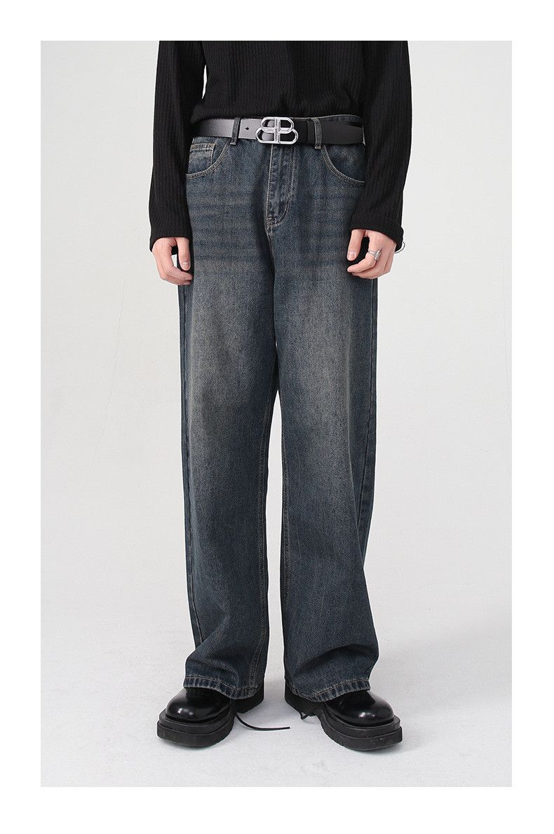 Vintage Japanese retro straight leg washed distressed jeans Size US 32 / EU 48 - 1 Thumbnail